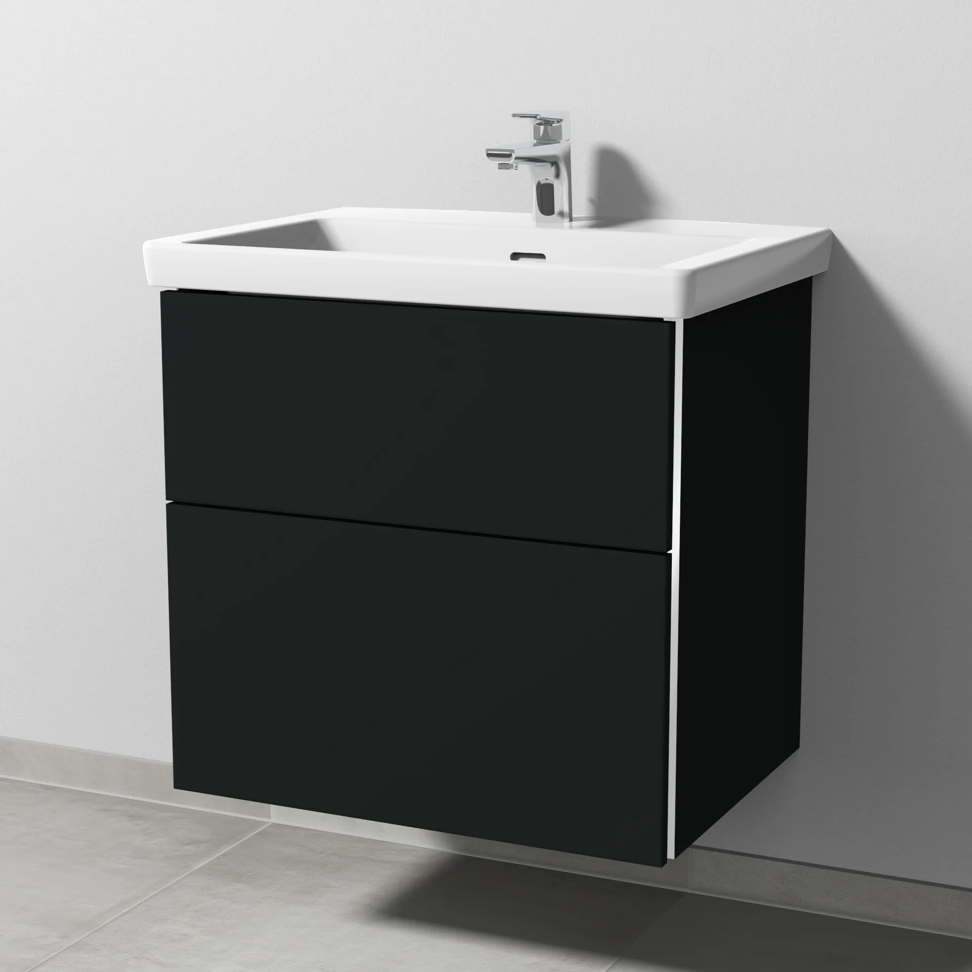 Sanipa Waschtischunterschrank „3way“ 605 × 588 × 462 mm in Vulkan (matt), Becken mittig