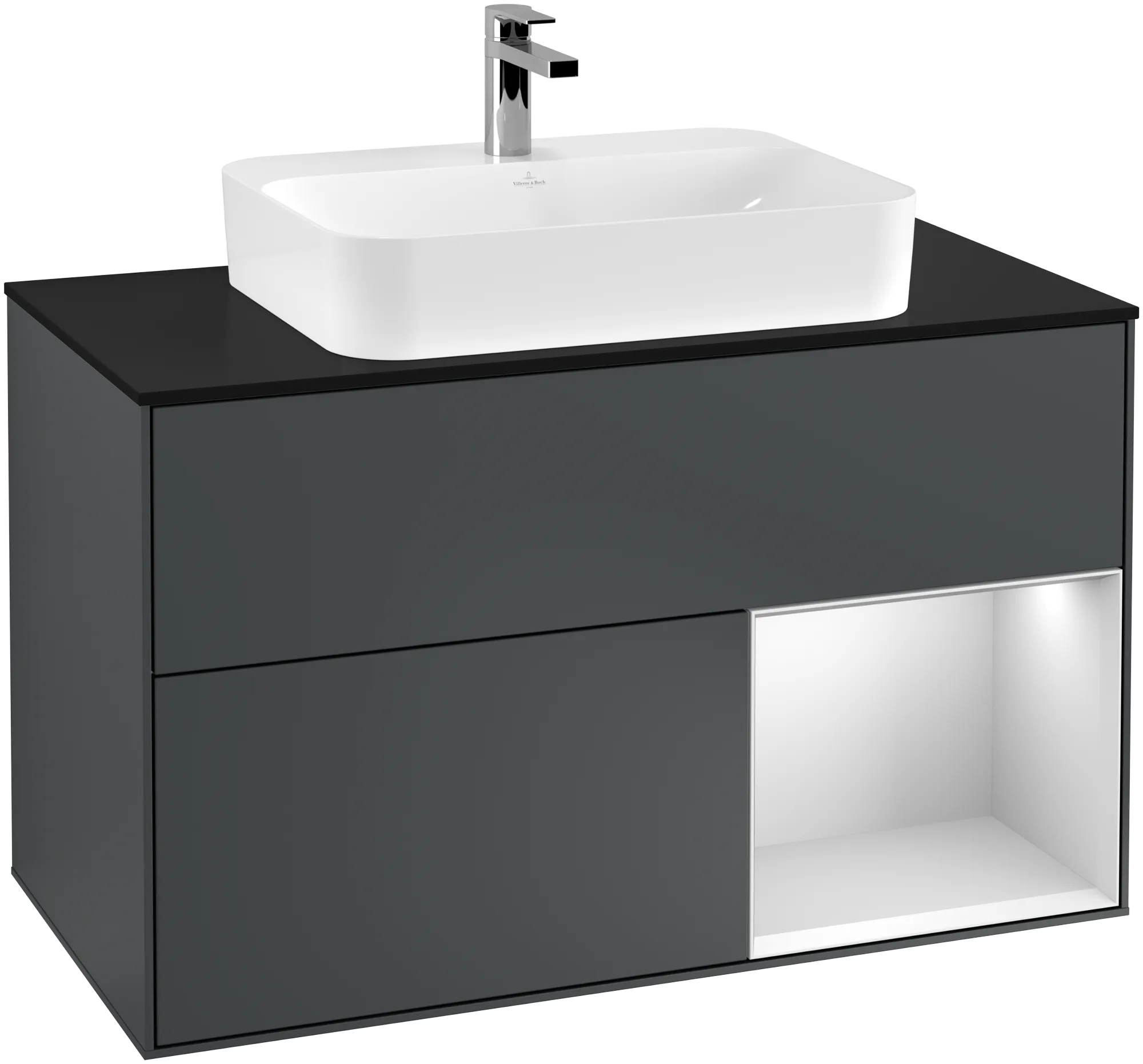 Villeroy & Boch Waschtischunterschrank „Finion“ für Schrankwaschtisch 1000 × 603 × 501 mm Midnight Blue Matt Lacquer, für Becken mittig