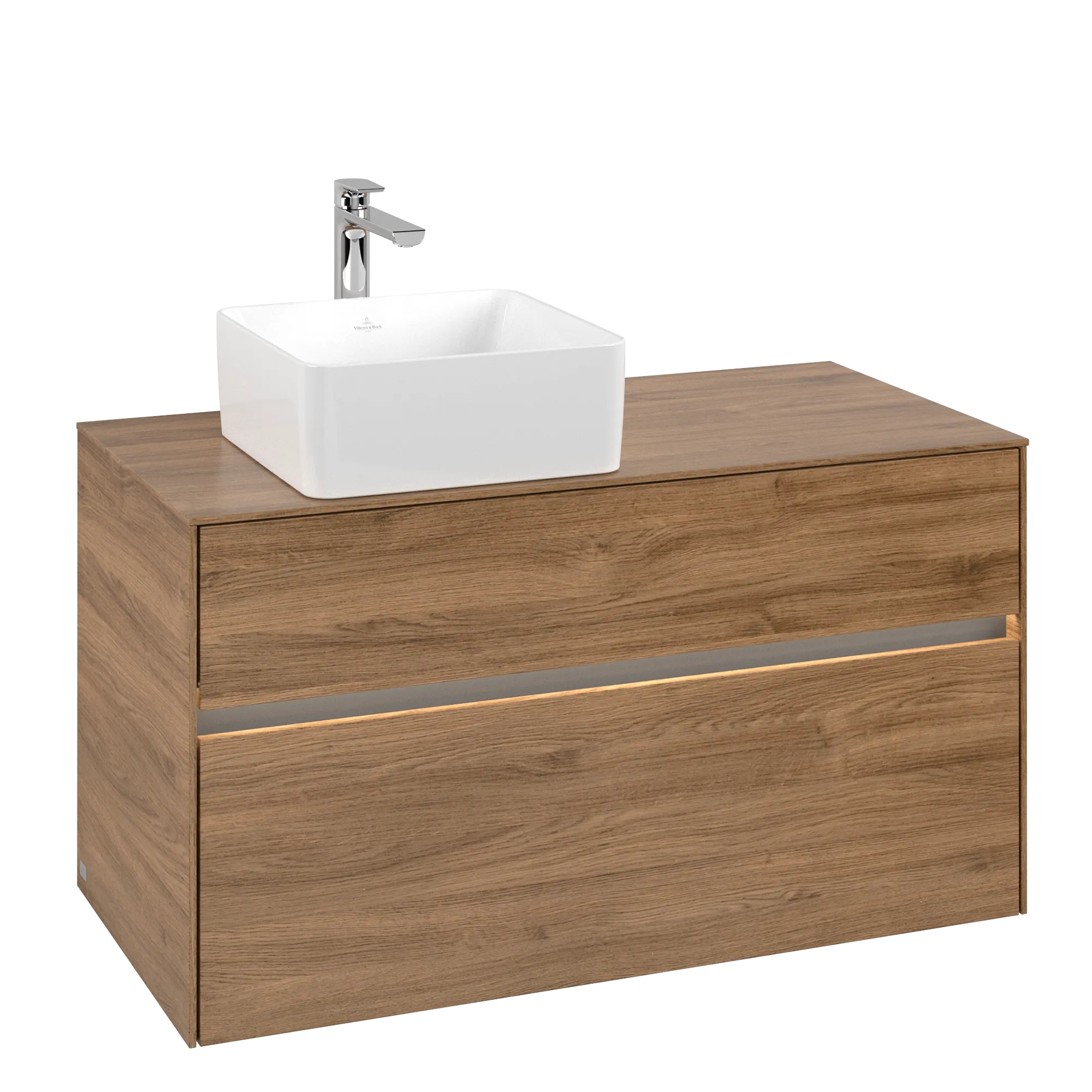 Villeroy & Boch Collaro Waschbeckenunterschrank C039B0, 1000x548x500mm, links, mit Beleuchtung