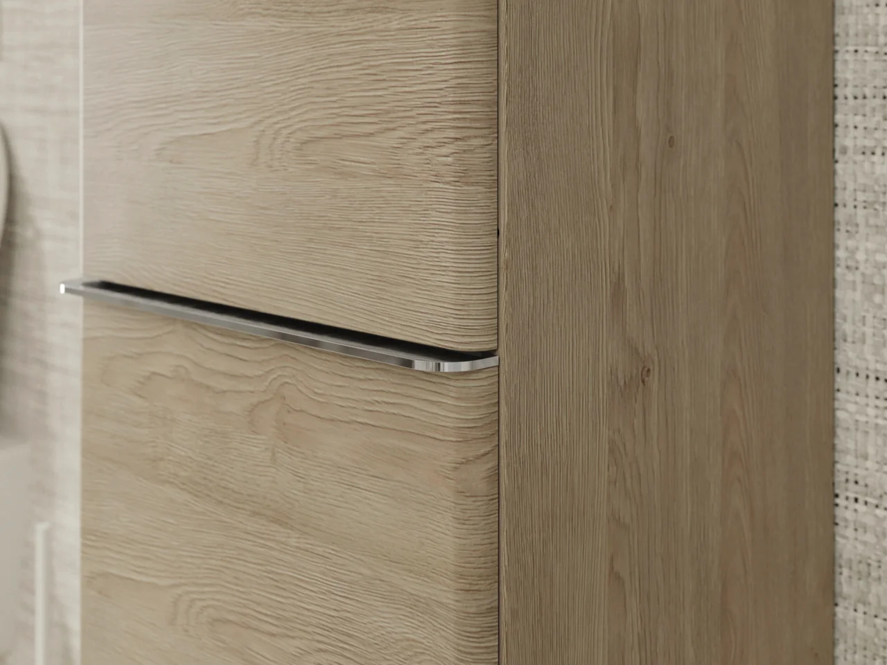 Hansgrohe Xelu Q Hochschrank Eiche Natur, 400x350 mm, Türanschlag links, verchromte Griffe
