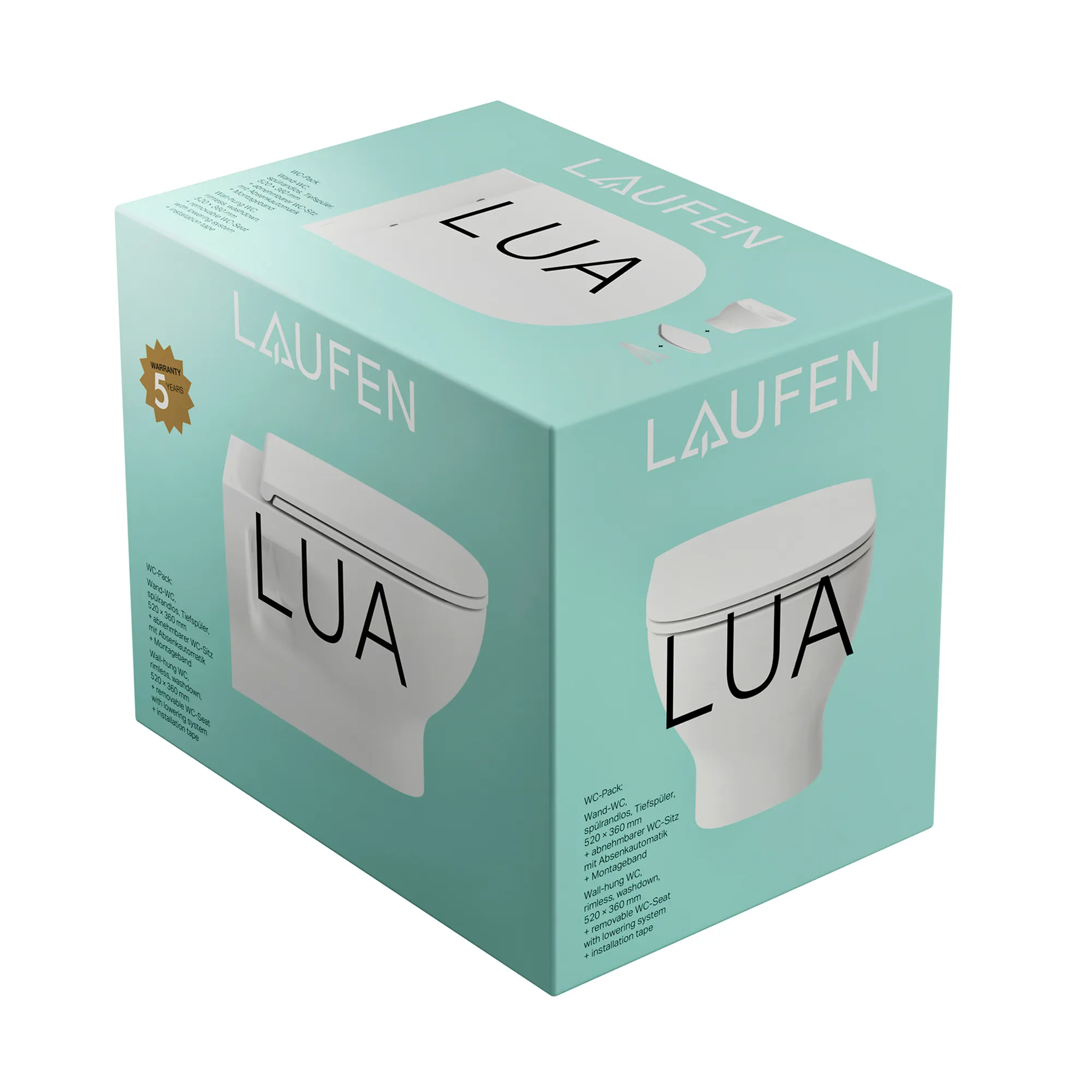 Laufen LUA Pack 520x360x345, wandhängend, spülrandlos, weiß Laufen LUA Pack 520x360x345, wandhängend, spülrandlos, weiß