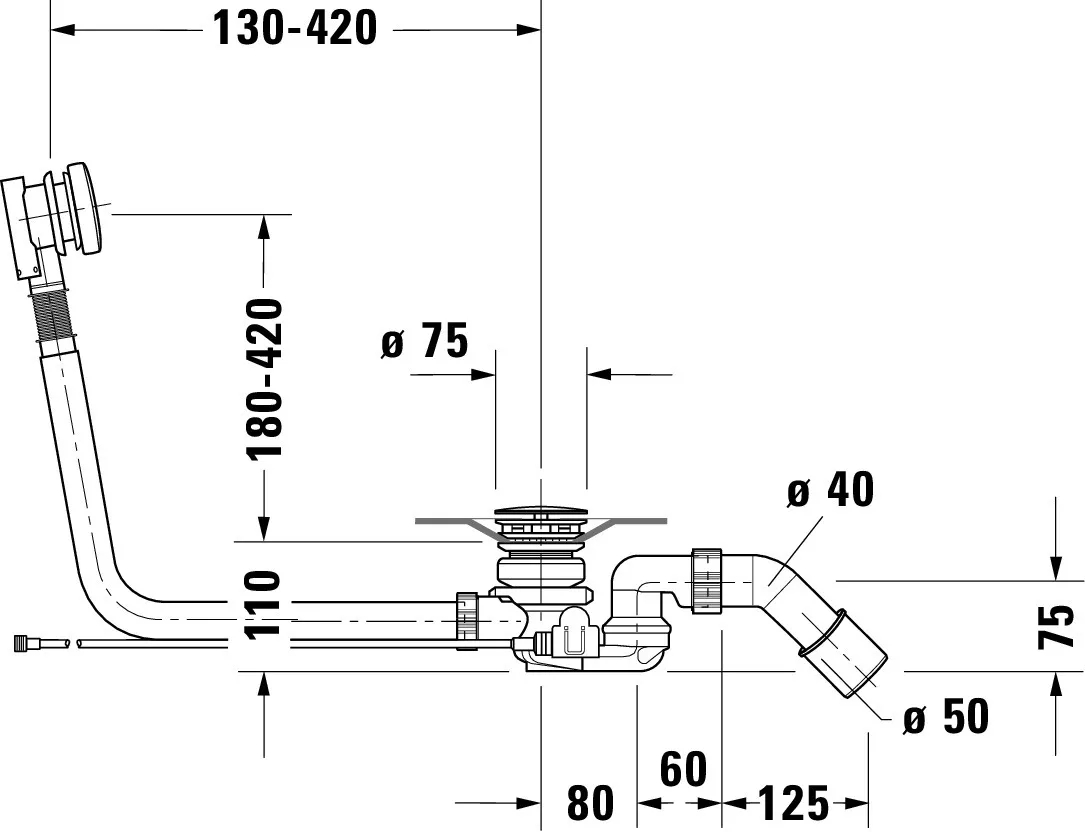 Duravit Ab- und Überlaufgarnitur für Badewannen mit Zulauf Modell 791228 Duravit Ab- und Überlaufgarnitur für Badewannen mit Zulauf Modell 791228