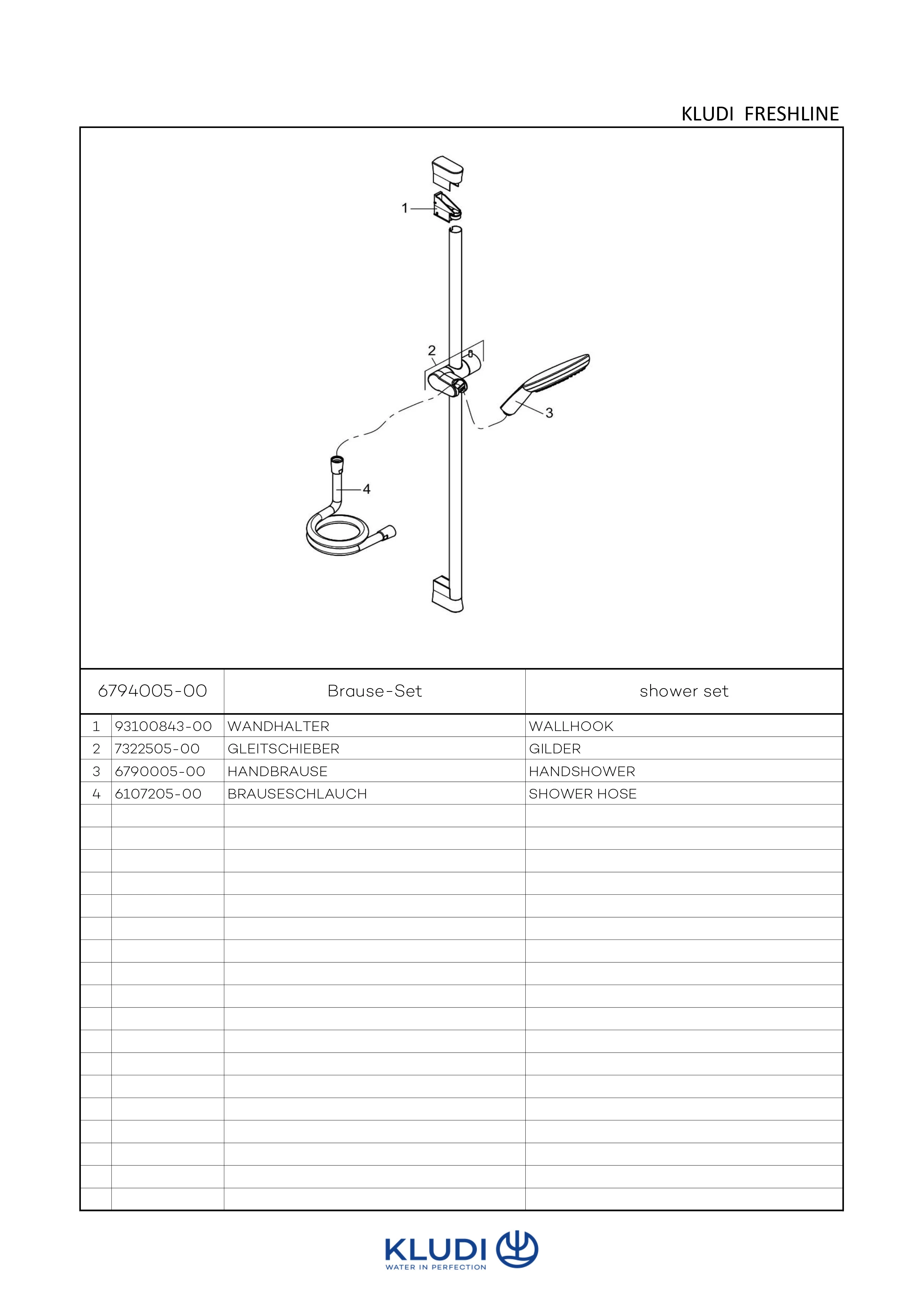 FRESHLINE Brause-Set 3S L=900mm chrom