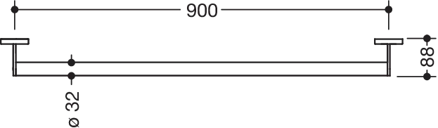 Haltegriff des Systems 900, Edelstahl, PVD, Achsmaß 900 mm, D: 32 mm, in Farbe CK (messing glänzend)