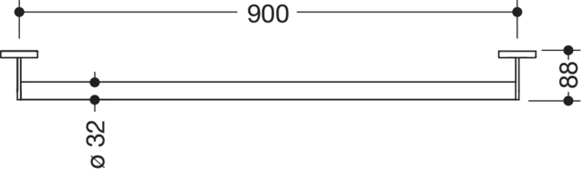 Haltegriff des Systems 900, Edelstahl, PVD, Achsmaß 900 mm, D: 32 mm, in Farbe CK (messing glänzend) Haltegriff des Systems 900, Edelstahl, PVD, Achsmaß 900 mm, D: 32 mm, in Farbe CK (messing glänzend)