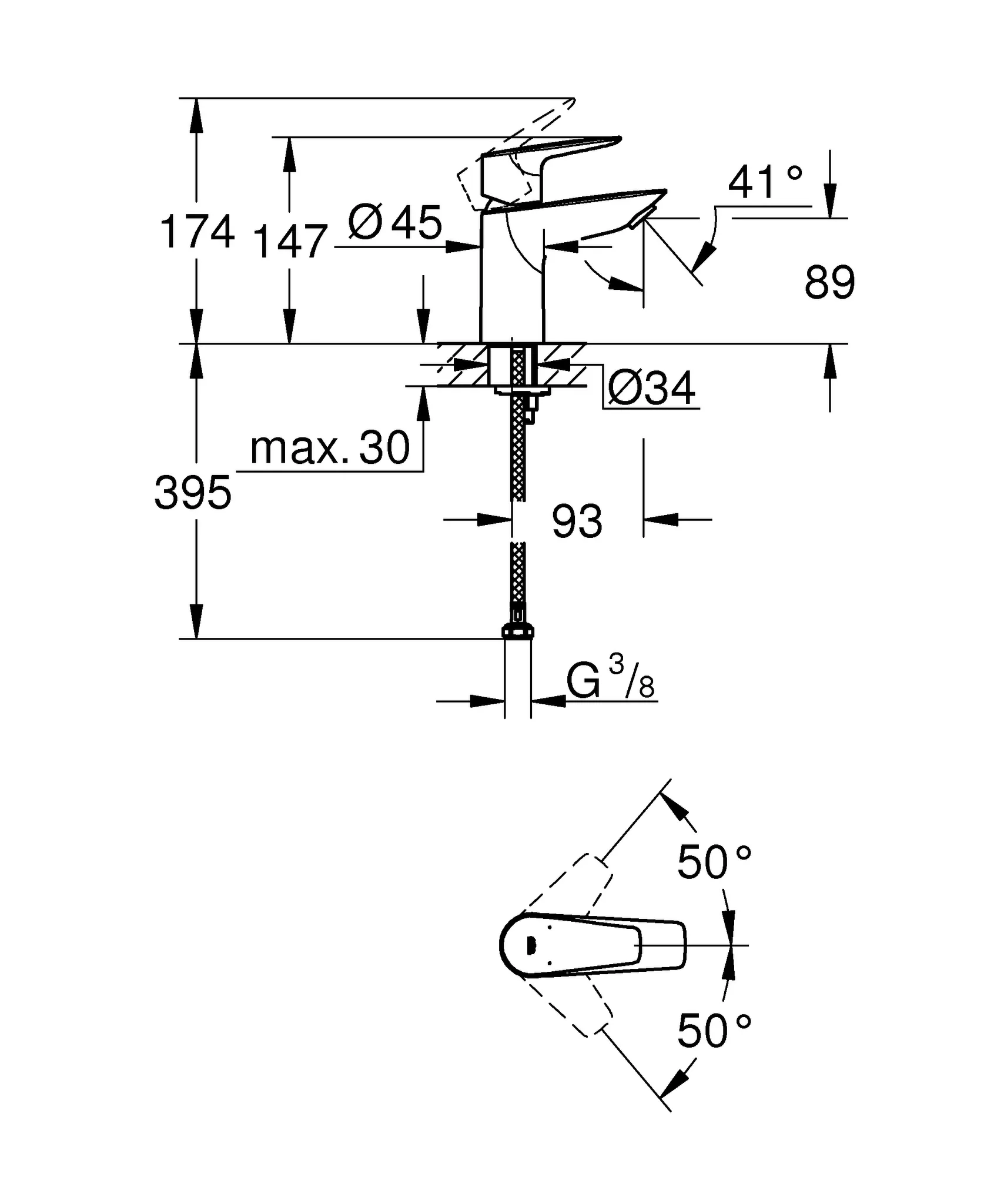 Einhand-Waschtischbatterie BauEdge 23330_1, S-Size, glatter Körper, Einlochmontage, mit Temperaturbegrenzer, EcoJoy Mousseur 5,7 l/min, chrom Einhand-Waschtischbatterie BauEdge 23330_1, S-Size, glatter Körper, Einlochmontage, mit Temperaturbegrenzer, EcoJoy Mousseur 5,7 l/min, chrom