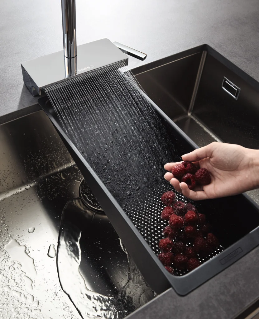 Hansgrohe Aquno Select M81 Einhebel-Küchenmischer mit Ausziehbrause 3jet Chrom, ComfortZone 170, Schwenkbereich einstellbar in 3 Stufen auf 60°, 110° oder 150°, Laminarstrahl, Brausestrahl, SatinFlow, MagFit magnetische Brausehalterung, maximale Durchflu