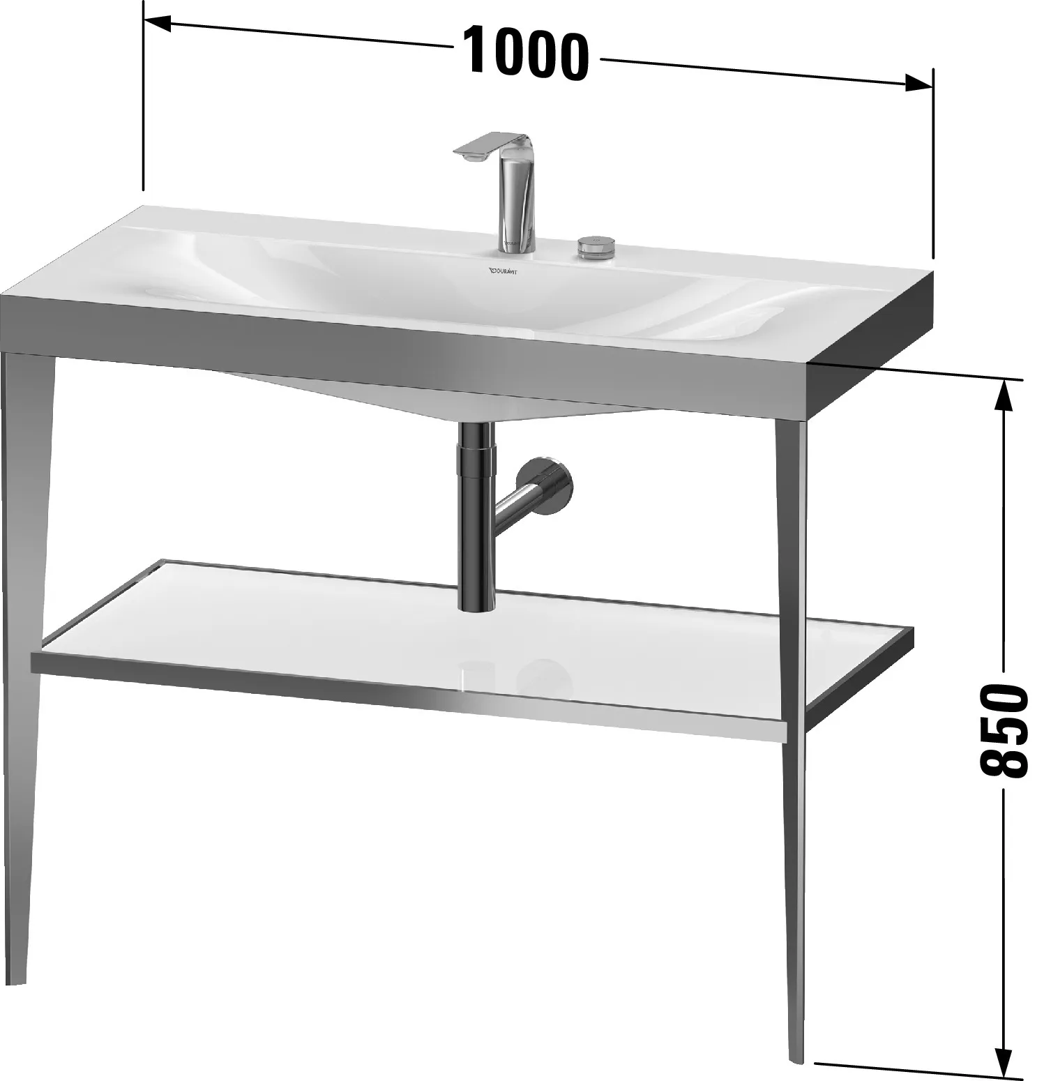 Duravit Waschtischunterschrank c-bonded Set mit Metallkonsole „XViu“ 100 × 85 × 48 cm