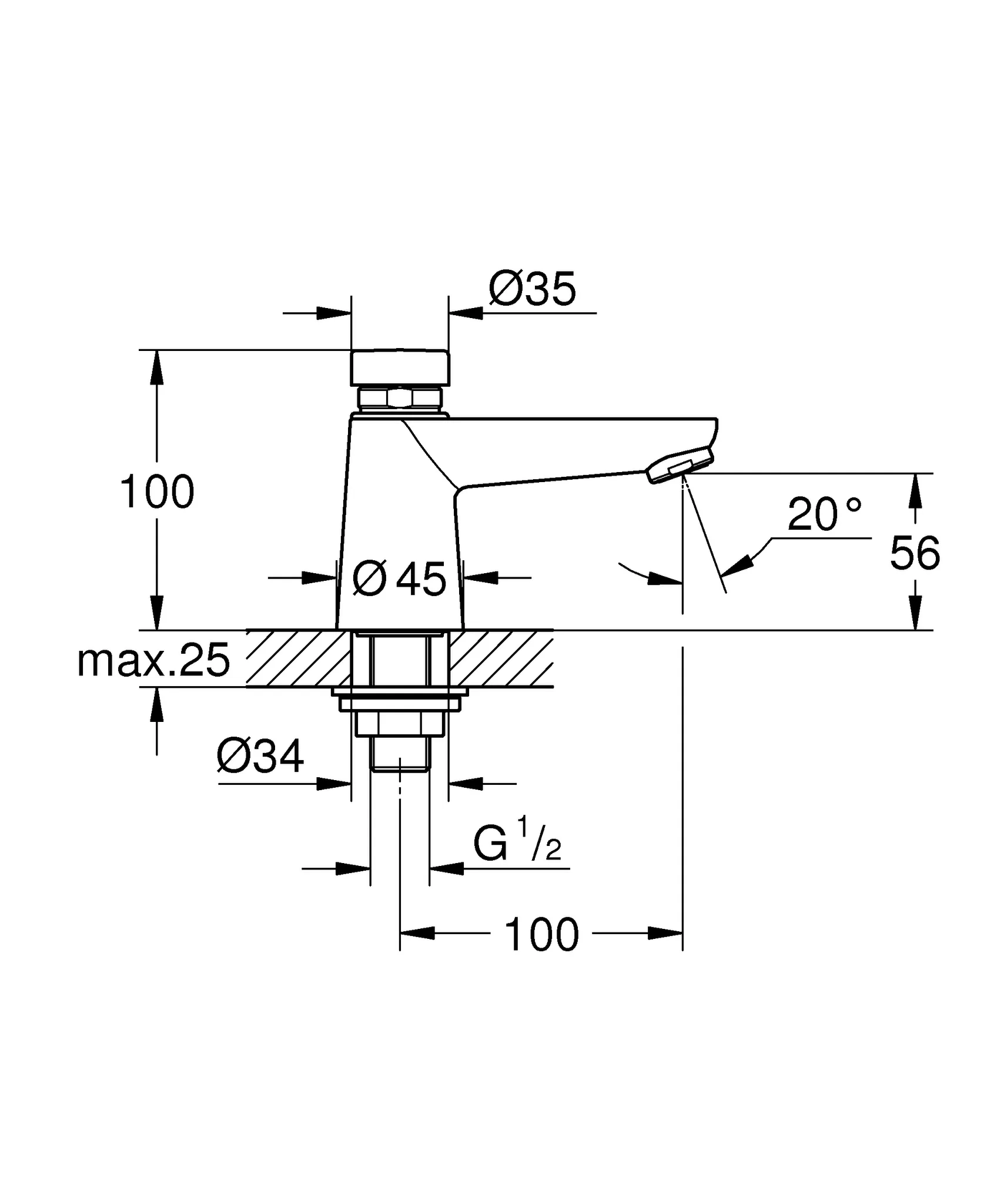 Selbstschluss-Standventil Euroeco CT 36265, ohne Mischung, Markierung blau/rot, chrom Selbstschluss-Standventil Euroeco CT 36265, ohne Mischung, Markierung blau/rot, chrom