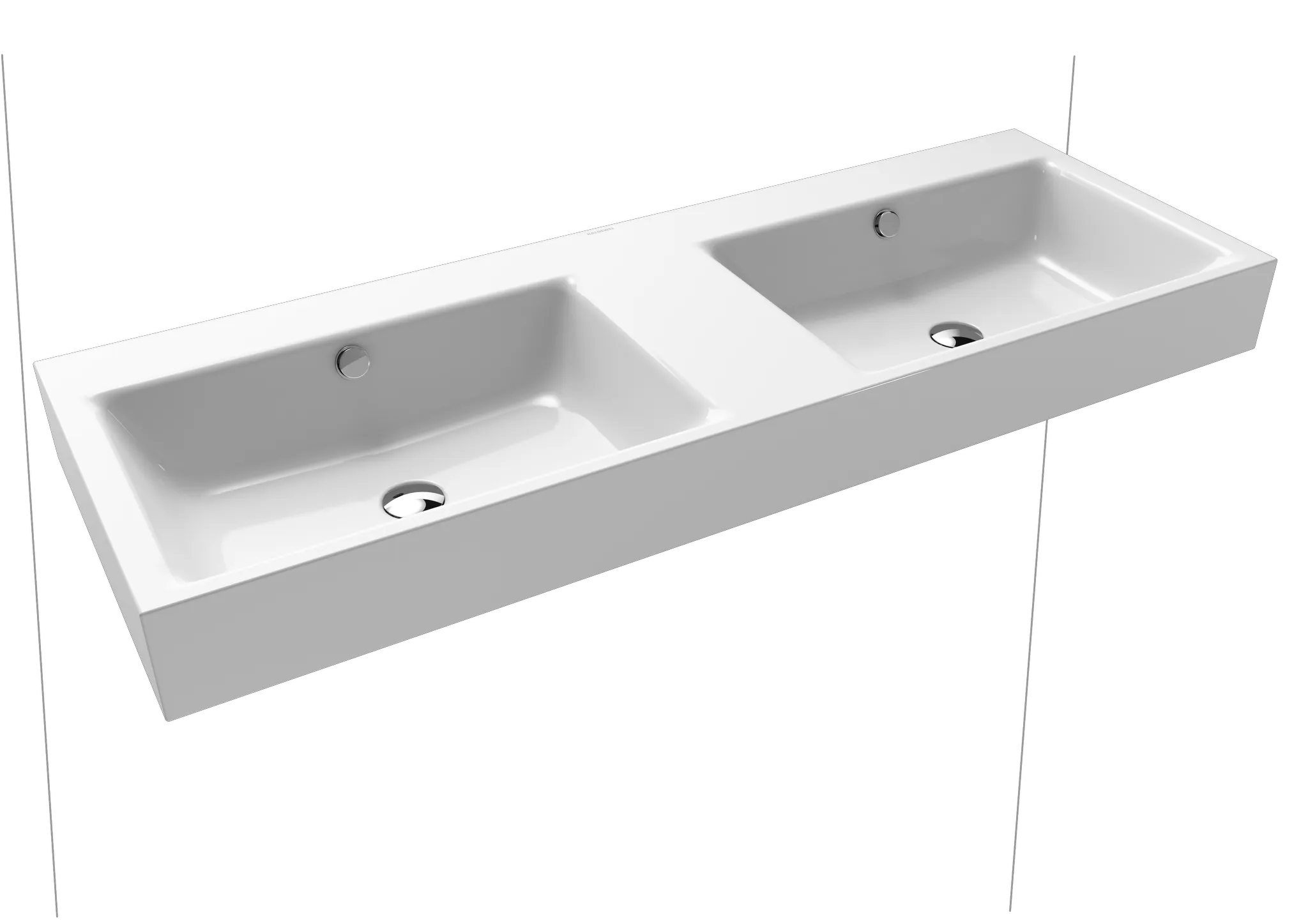 Doppelwaschtisch „Puro“ 130 × 46 cm in alpinweiß, mit Perl-Effekt Doppelwaschtisch „Puro“ 130 × 46 cm in alpinweiß, mit Perl-Effekt