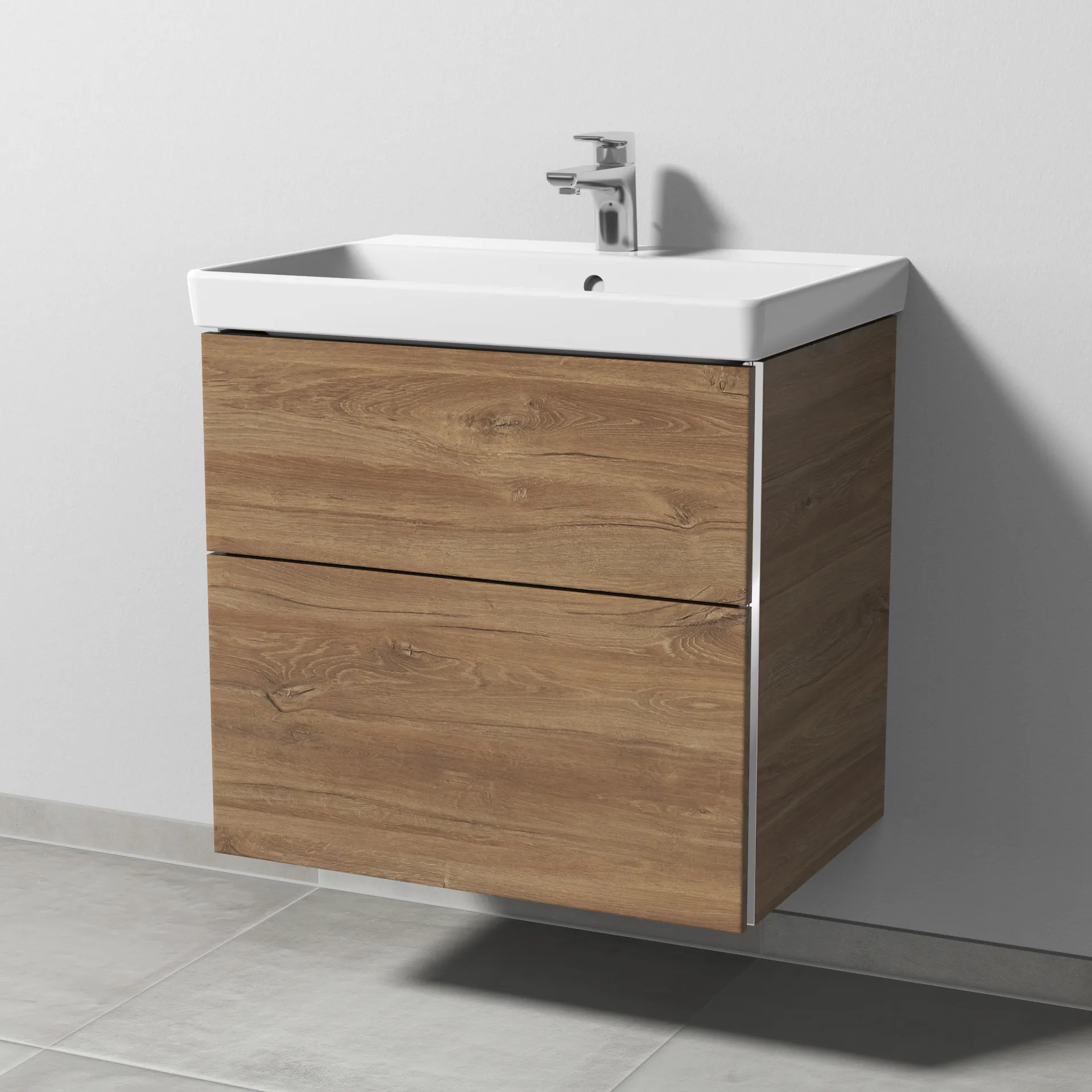 Sanipa Waschtischunterschrank „3way“ passend zu Keramik-Waschtische Avento von Villeroy & Boch 625 × 580 × 452 mm in Eiche Kansas
