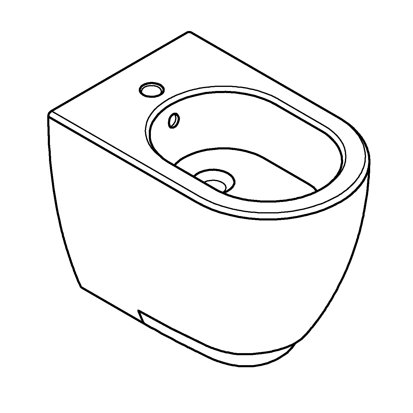 Standbidet Essence 39575_H, 1 Hahnloch, mit Überlauf, aus Sanitärkeramik, PureGuard Hygieneoberfläche, alpinweiß