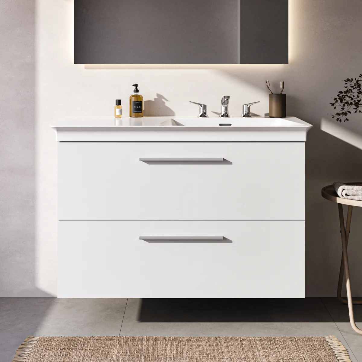 Ideal Standard Möbelwaschtischunterschrank i.life B 2 Auszüge Siphon rechts 1000x505x630mm Weiß matt Ideal Standard Möbelwaschtischunterschrank i.life B 2 Auszüge Siphon rechts 1000x505x630mm Weiß matt