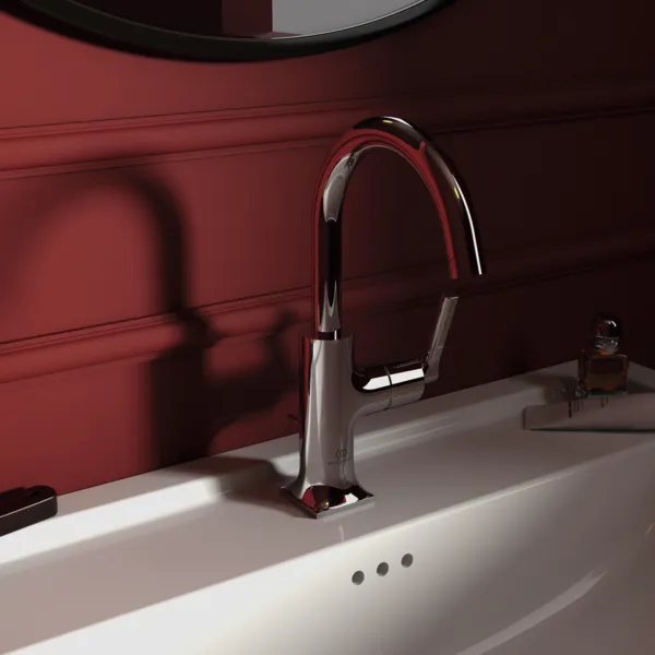 Waschtischarmatur Joy Neo mit Ablaufgarnitur Ausladung 140mm Kreuzgriffe Magnetic Grey