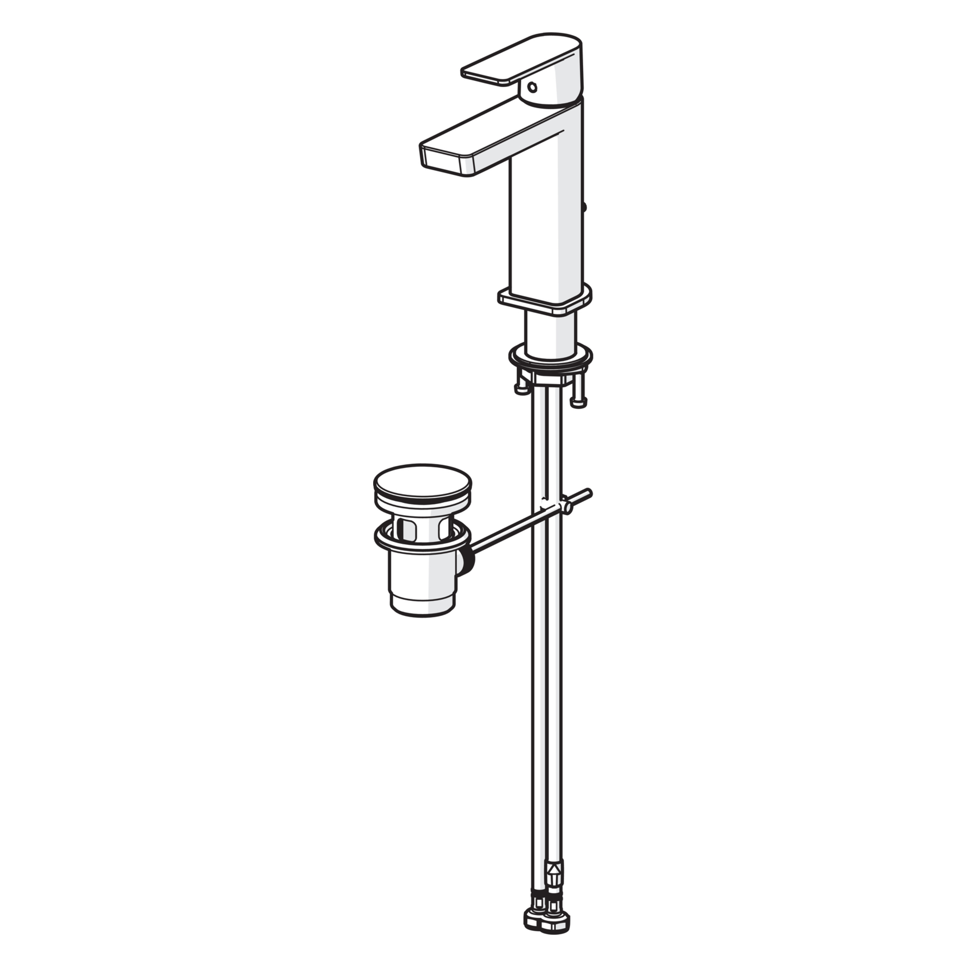 HA Einhebelmischer Waschtischbatterie HANSASTELA 5718 Ablaufgarnitur mit Zugstange Ausladung 174mm Chrom