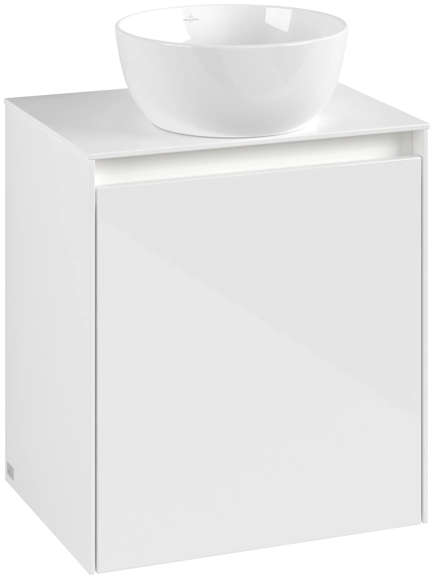 Villeroy & Boch Waschtischunterschrank „Collaro“ 500 × 548 × 380 mm Glossy White, für Becken mittig, Anschlag links, mit Beleuchtung