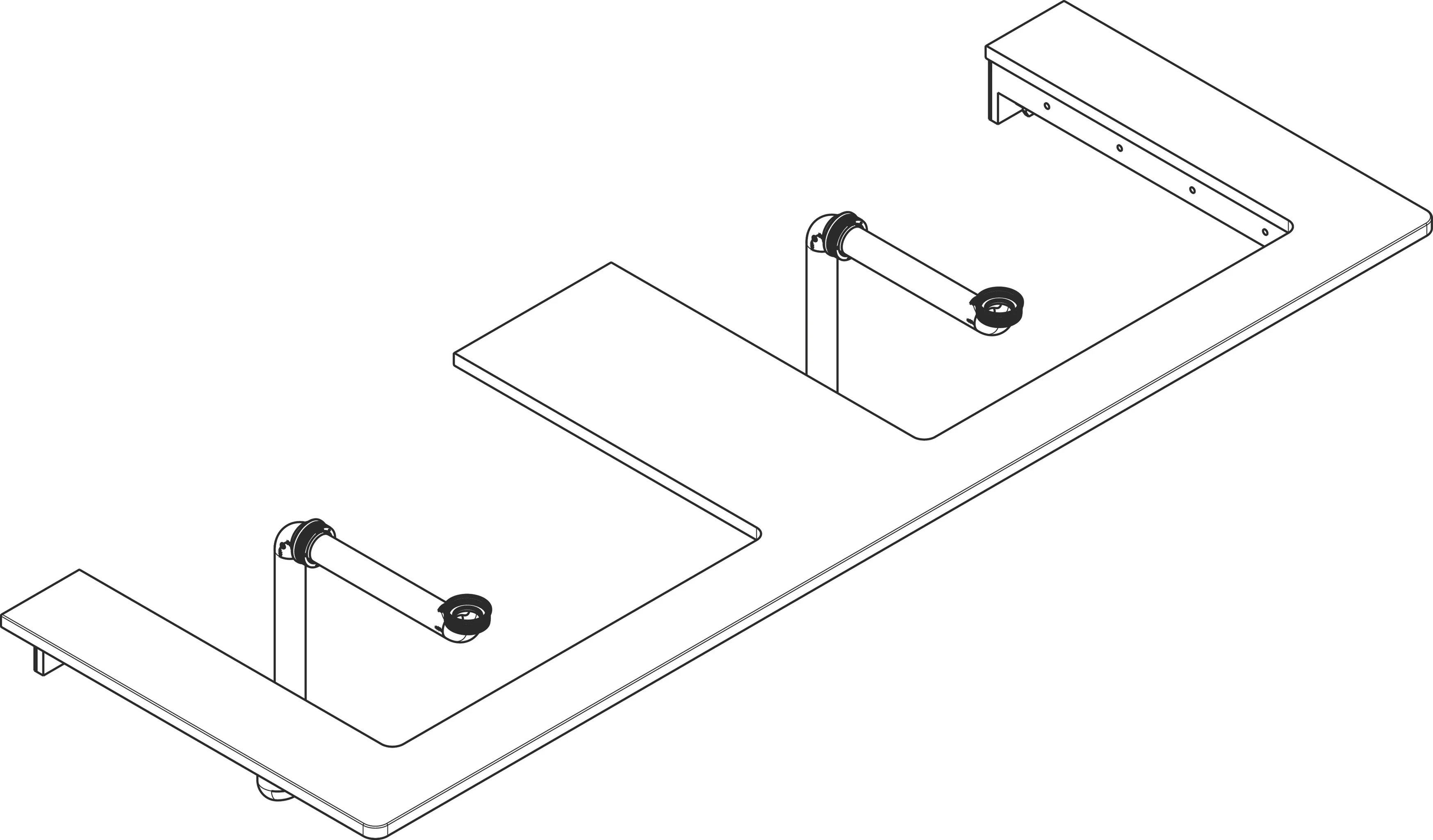 Hansgrohe Xelu Q Konsole, 1560x540 mm, 2 mittige Beckenausschnitte für Aufsatzwaschtisch geschliffen, weiß Hochglanz