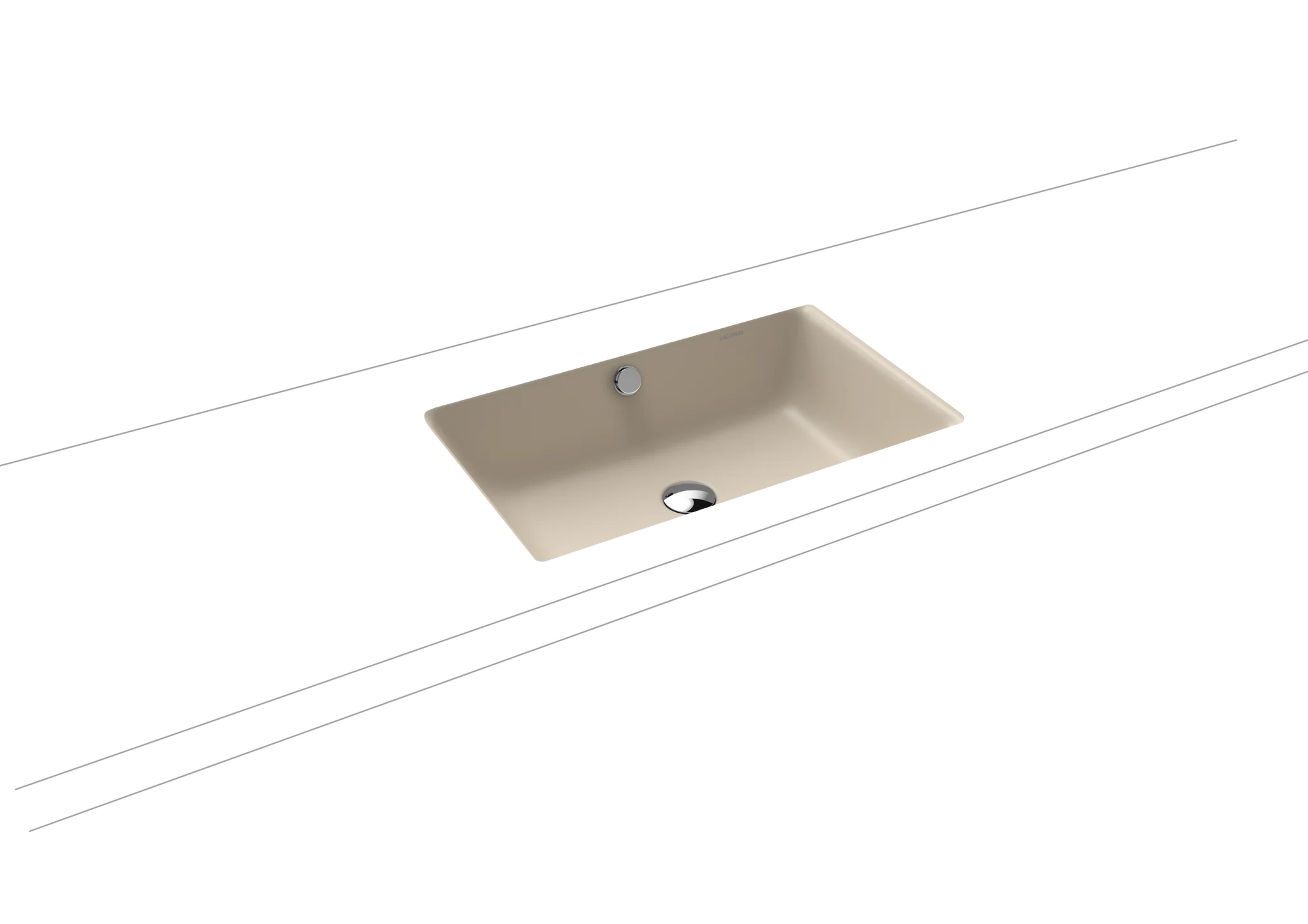 Kaldewei PURO Unterbauwaschtisch, warm beige, 600x385 mm, 125 mm Randhöhe, mit Überlauf, chrom