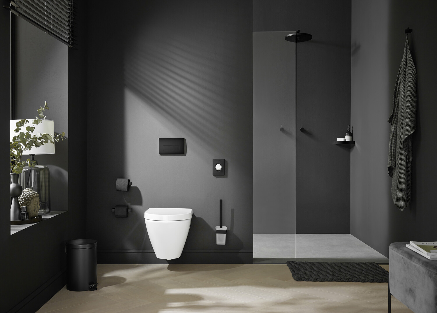 emco Toilettenbürstengarnitur „loft“ in chrom / schwarz, Befestigung verdeckt
