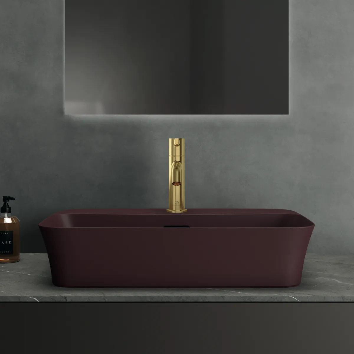 Waschbecken „Ipalyss“ 55 × 38 × 14,5 cm, Hahnlochposition mittig in Granatapfel