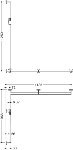 HEWI Haltegriff Ausführung rechts „System 900“ in Weiß tiefmatt / Hellgrau matt, Befestigung verdeckt HEWI Haltegriff Ausführung rechts „System 900“ in Weiß tiefmatt / Hellgrau matt, Befestigung verdeckt