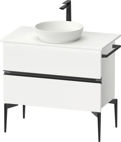 Duravit Waschtischunterschrank „Sivida“ 84,5 × 54,8 × 47,5 cm Front- & Korpusfarbe: Weiß Matt / Grifffarbe: Diamantschwarz / Größe: 84,5 × 47,5 × 54,8 cm Duravit Waschtischunterschrank „Sivida“ 84,5 × 54,8 × 47,5 cm Front- & Korpusfarbe: Weiß Matt / Grifffarbe: Diamantschwarz / Größe: 84,5 × 47,5 × 54,8 cm