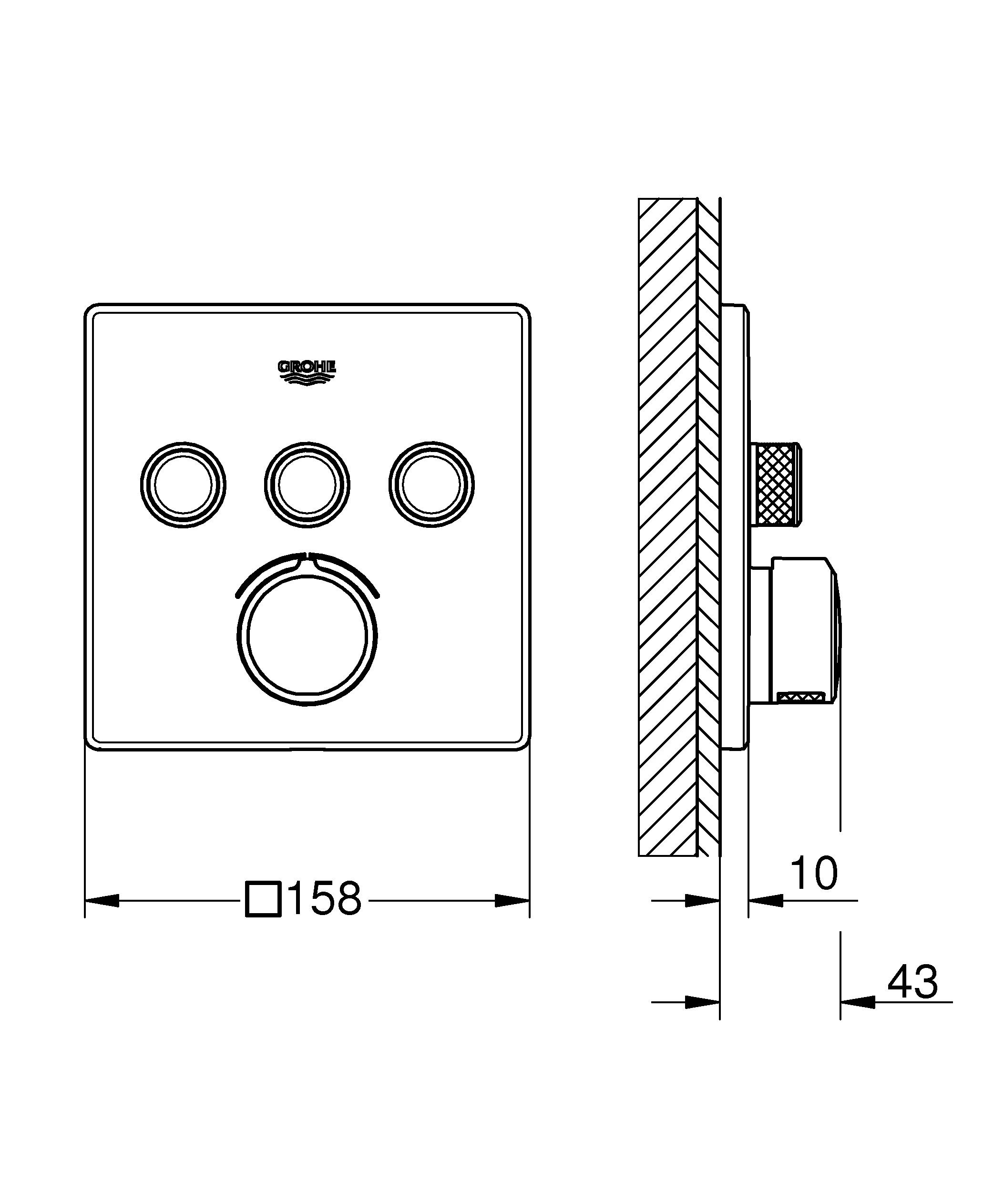 Unterputzmischer SmartControl 29149, mit 3 Absperrventilen, Fertigmontageset für Rapido SmartBox, Wandrosette eckig, chrom