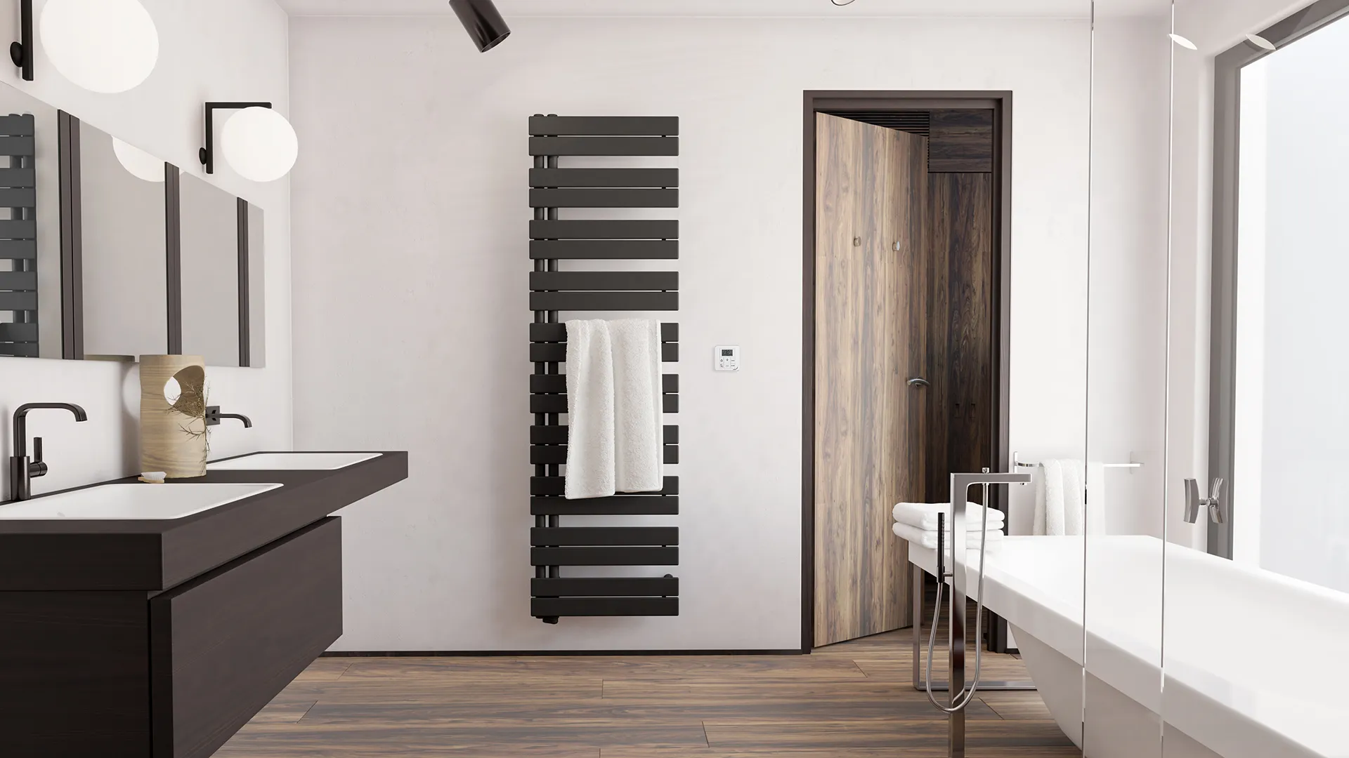 Zehnder Design-Elektroheizkörper „Roda Duo“ 55 × 188,7 cm in Pastel Blue (RAL 5024) Zehnder Design-Elektroheizkörper „Roda Duo“ 55 × 188,7 cm in Pastel Blue (RAL 5024)