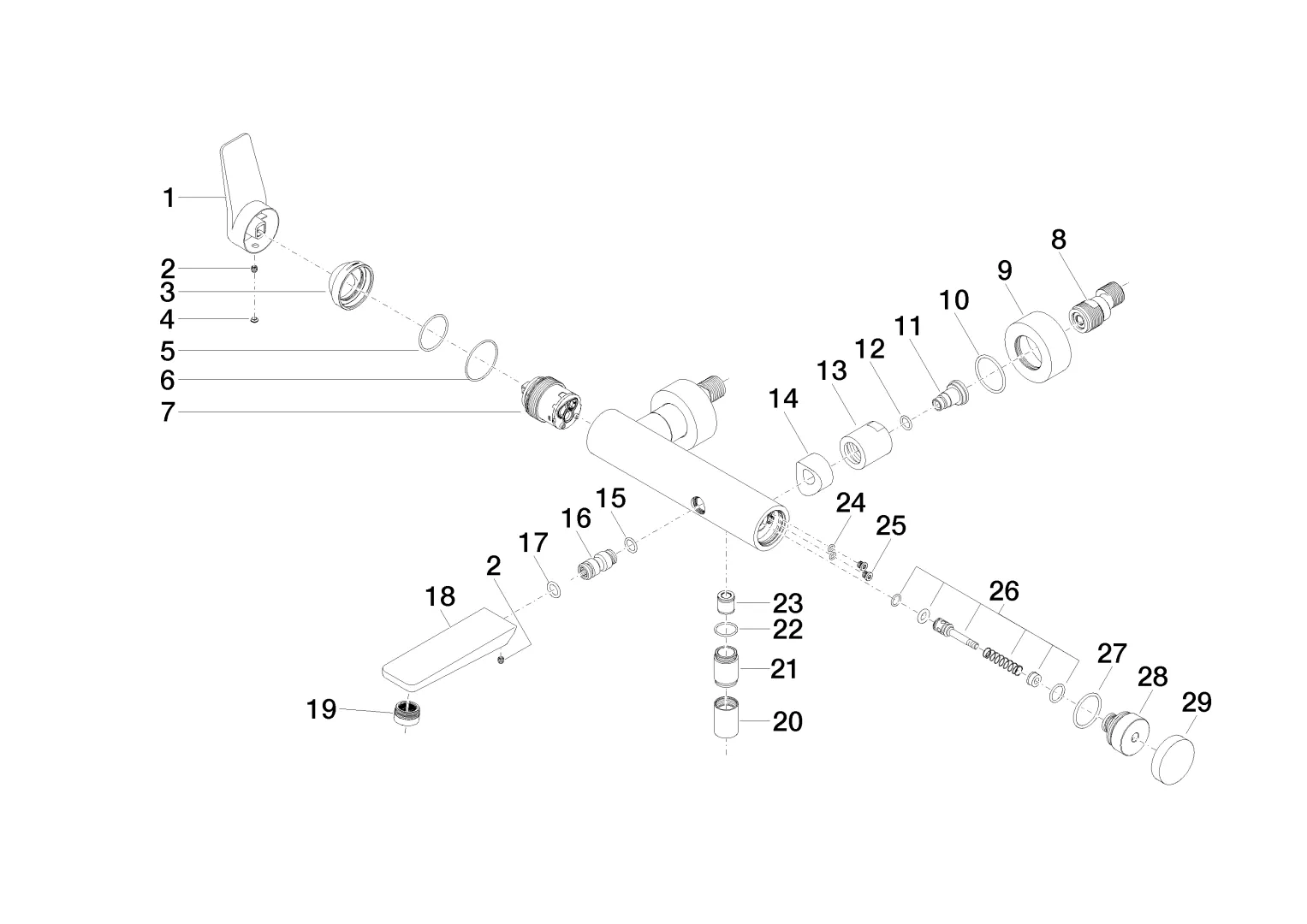 Wannen-Einhandbatterie für Wandmontage ohne Garnitur LISSÉ Chrom 33200845 Wannen-Einhandbatterie für Wandmontage ohne Garnitur LISSÉ Chrom 33200845