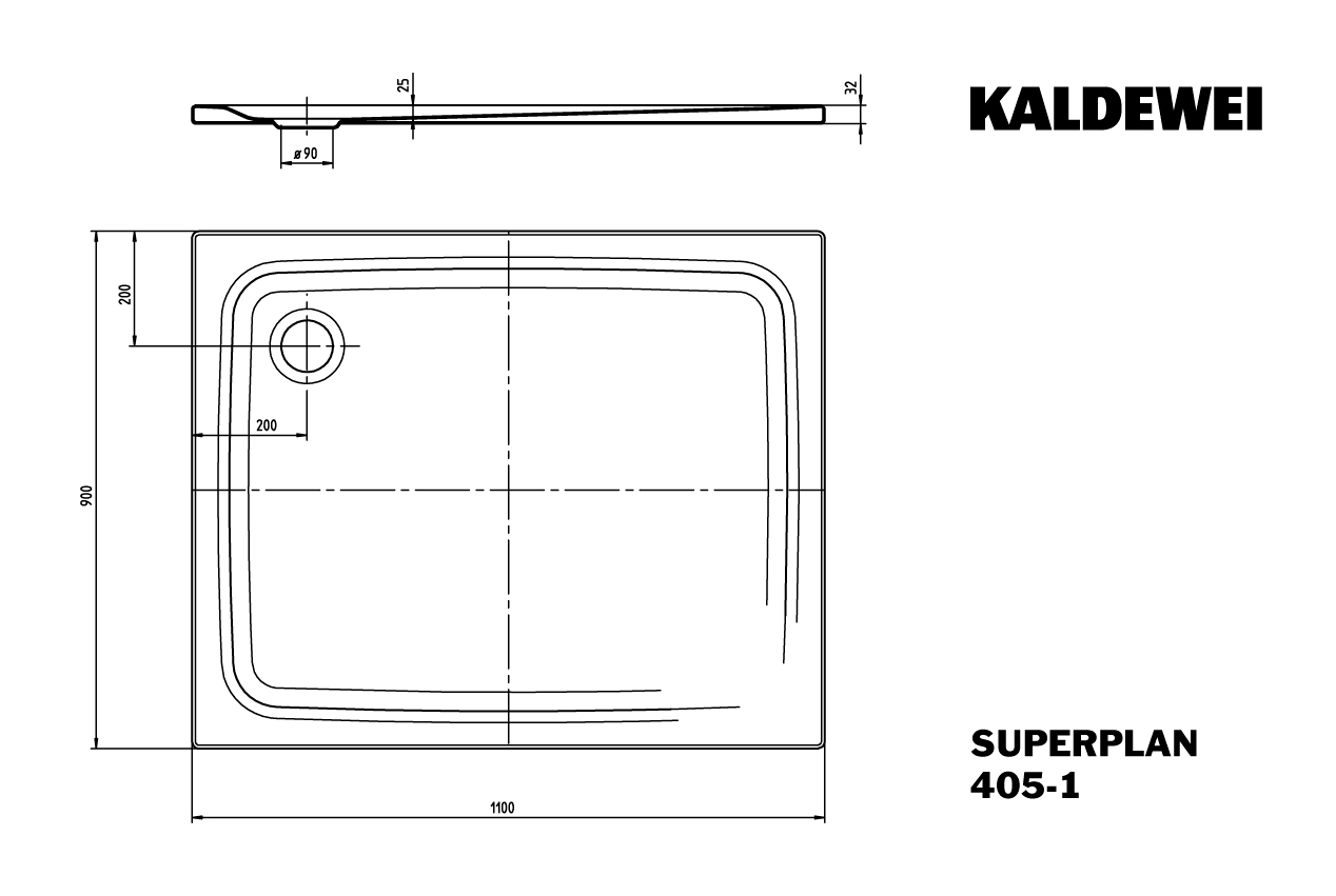 SUPERPLAN CLASSIC Duschwanne, 405-1 900x1100mm alpinweiß
