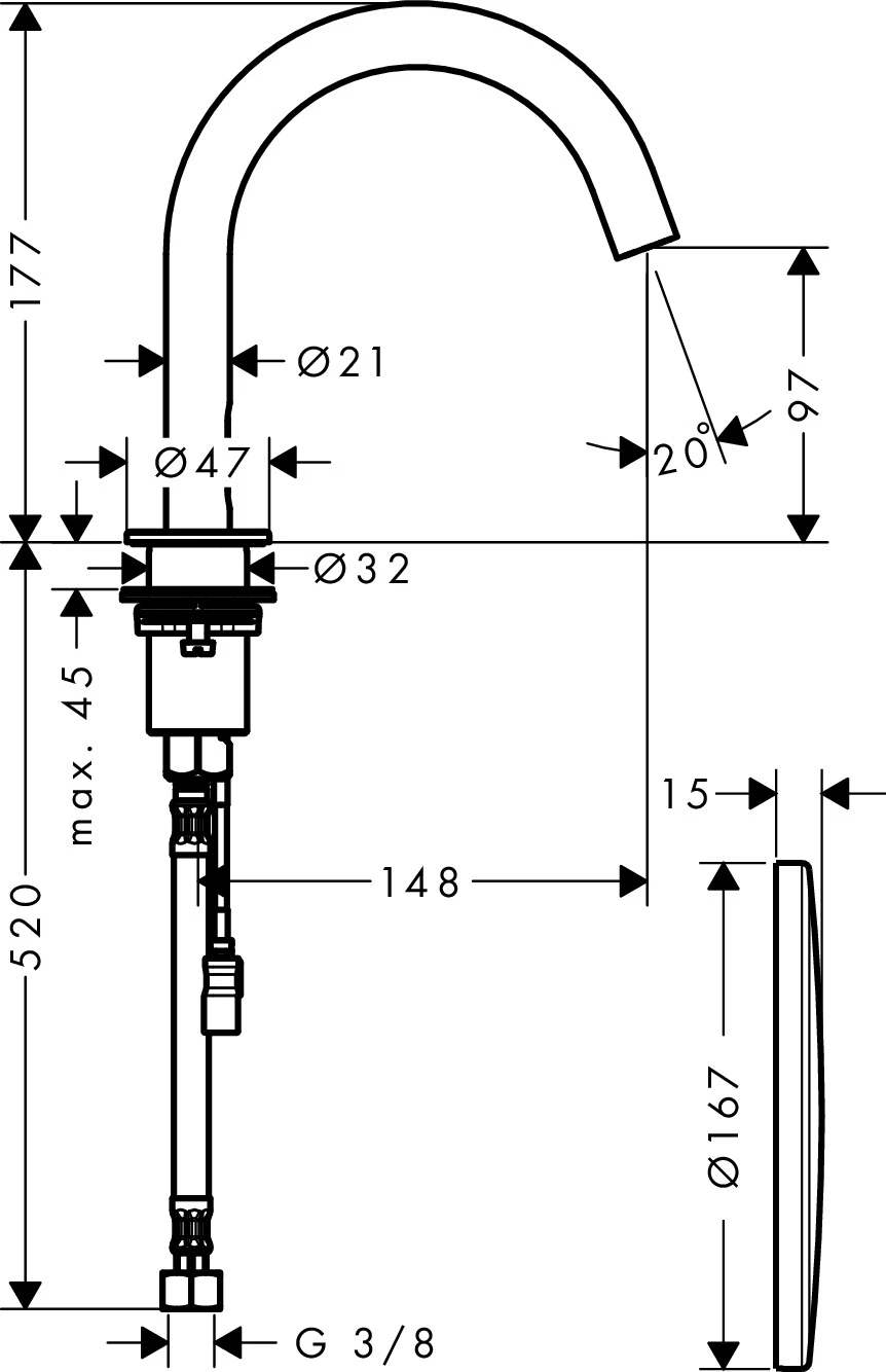 Waschtischmischer Elektronik Axor Uno chrom