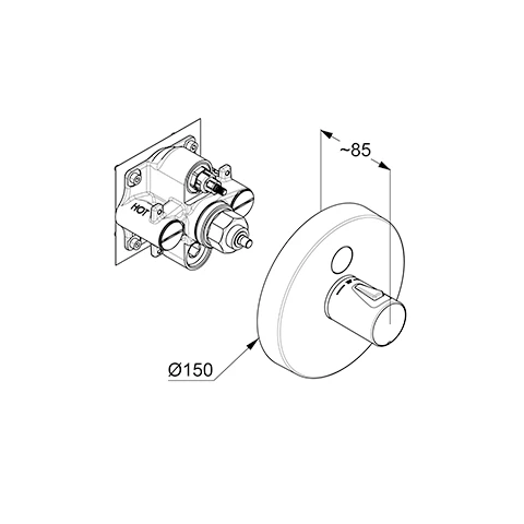 PUSH UPThermostatarm. mit Druck taste für 1 Verb., rund chrom PUSH UPThermostatarm. mit Druck taste für 1 Verb., rund chrom