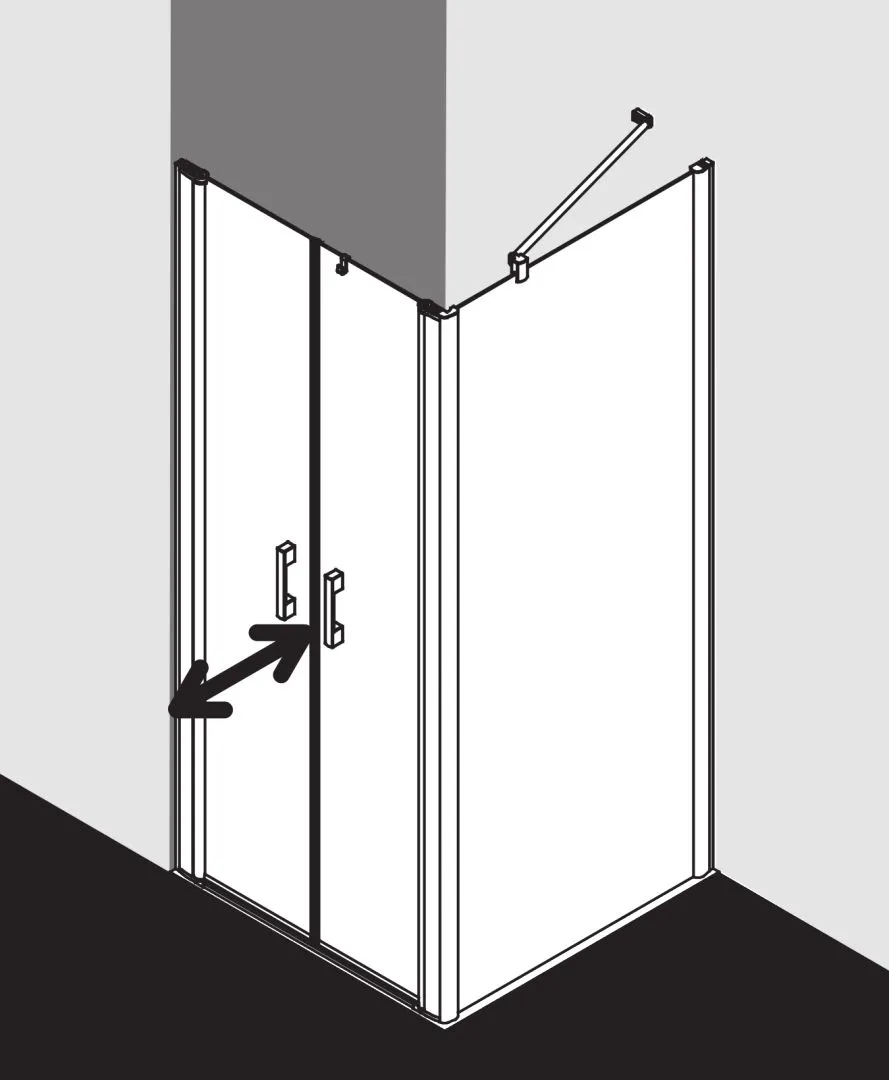 Kermi Duschdesign Pendeltür für Nische und Ecke „PEGA“ für Ecke / Nische Glas Klar, Profile Silber Hochglanz, BV: 1150 - 1200 mm GAK: 1150 - 1175 mm WE: 1150 - 1200 mm H: 2000 mm