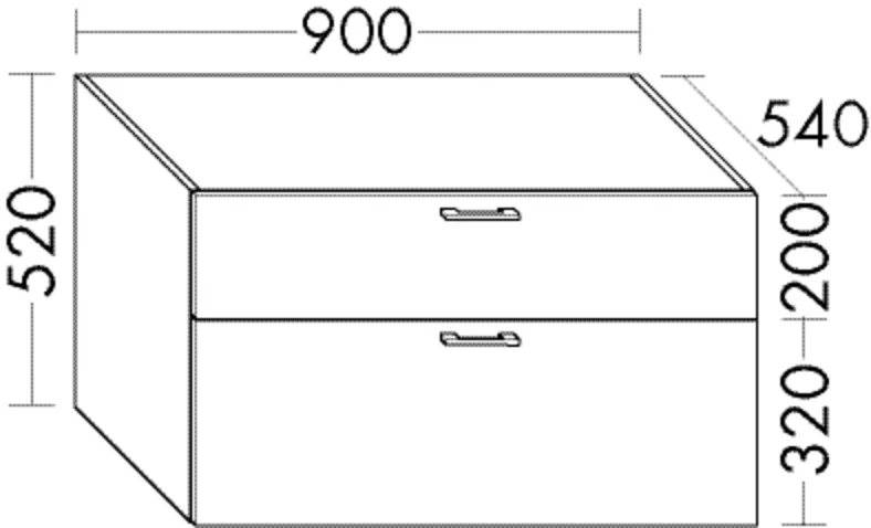 Burgbad Sys30 Unterschrank zu Konsolenplatten - H:10mm, 1 Schublade, 420mm tief, Tiefe:540mm, Breite:1200mm, Höhe:520mm