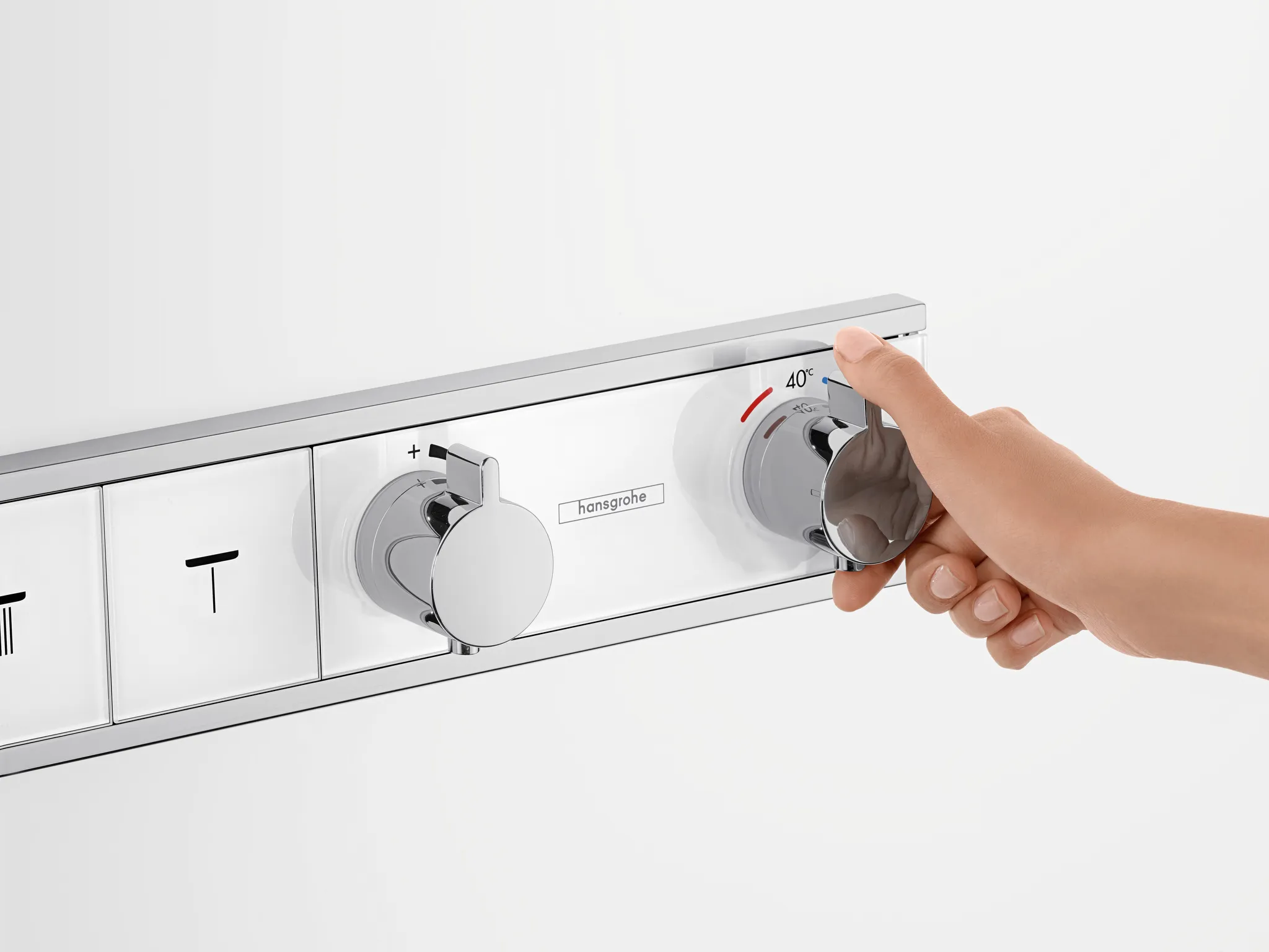 Hansgrohe RainSelect Thermostat Unterputz für 4 Verbraucher mit integriertem Brausehalter, Weiß/Chrom Hansgrohe RainSelect Thermostat Unterputz für 4 Verbraucher mit integriertem Brausehalter, Weiß/Chrom