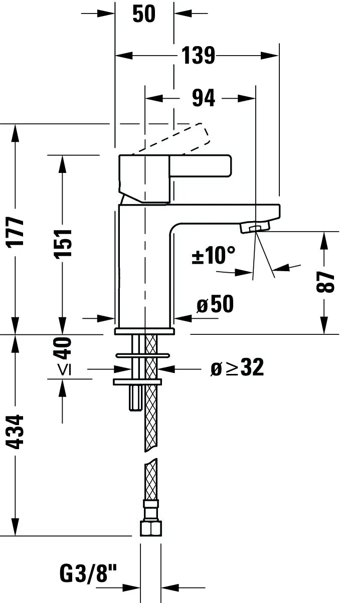 Einhand-Waschtischarmatur „D-Neo“ Ausladung 94 mm in Chrom Einhand-Waschtischarmatur „D-Neo“ Ausladung 94 mm in Chrom