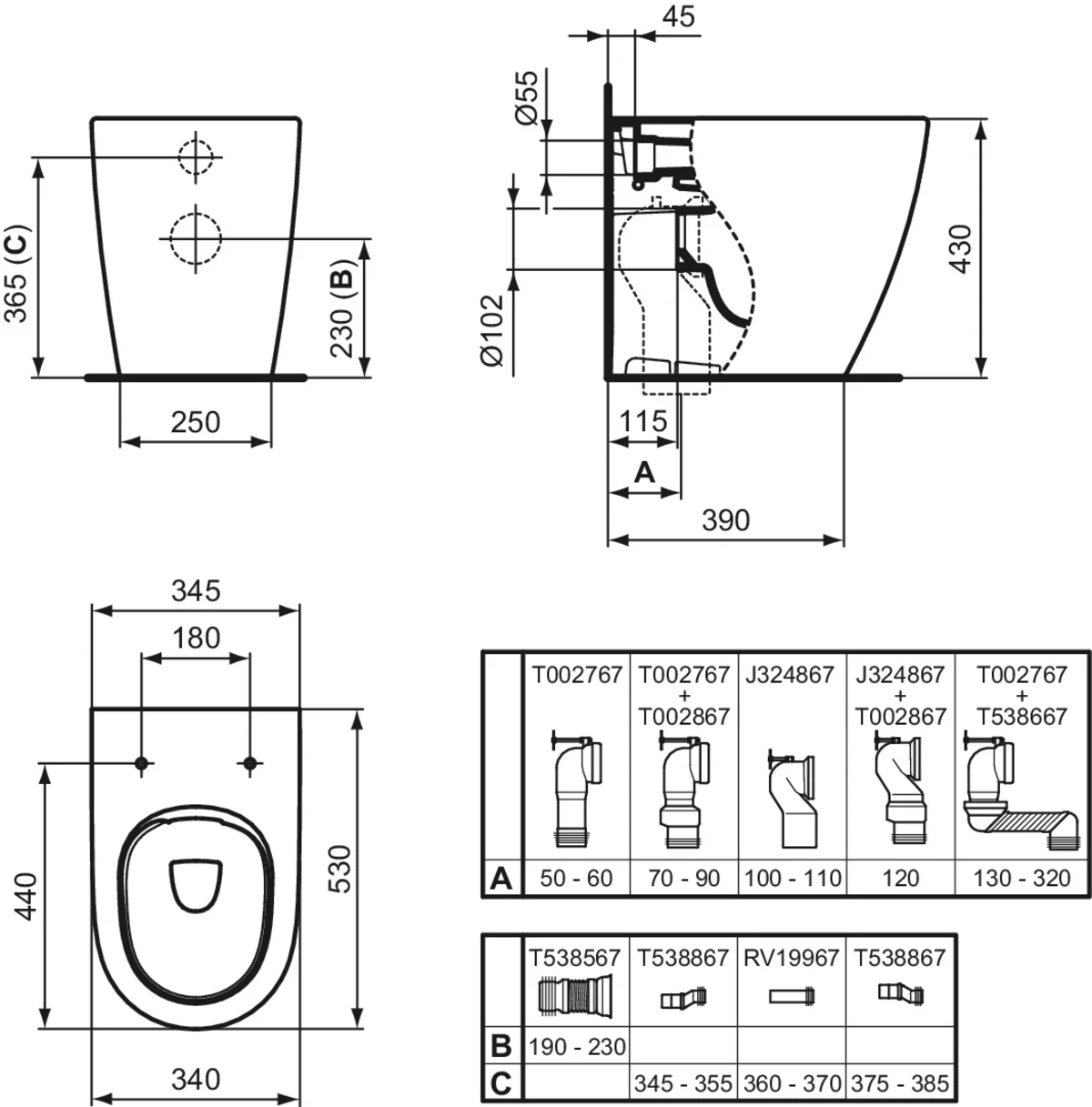 Ideal Standard Standtiefspül-WC i.life O in Weiß – moderne Toilette mit kompaktem Design und praktischen Einbaumaßen