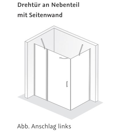 HSK gerahmte Drehtür an Nebenteil 2-teilig „Favorit Nova“ für Seitenwand Glas Mattglas, Profile Weiß, H: 1950 mm HSK gerahmte Drehtür an Nebenteil 2-teilig „Favorit Nova“ für Seitenwand Glas Mattglas, Profile Weiß, H: 1950 mm