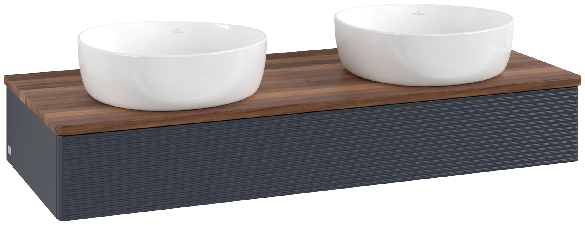 Villeroy & Boch Antao Waschbeckenunterschrank L13_1, 1200x190x500mm, Midnight Blue Matt Lacquer / Warm Walnut