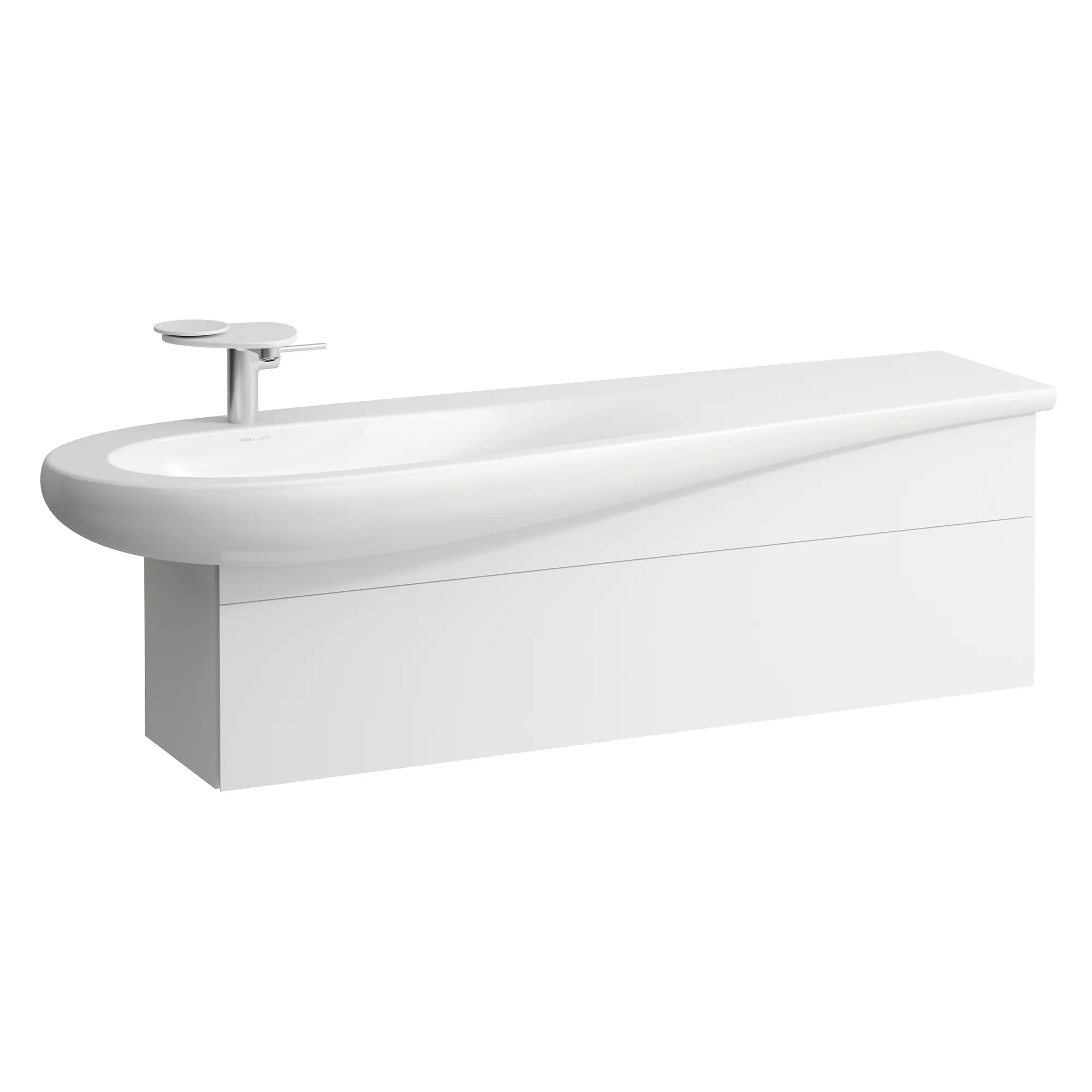 Waschtischunterbau, ILBAGNOALESSI, 321x1350x442, 1 Schublade, integrierte, versteckte Griffe seitlich, Vollauszug, Soft-Close, Siphonausschnitt rechts, passend zu Waschtisch H814971, Weiß matt Front- & Korpusfarbe: Weiß matt Waschtischunterbau, ILBAGNOALESSI, 321x1350x442, 1 Schublade, integrierte, versteckte Griffe seitlich, Vollauszug, Soft-Close, Siphonausschnitt rechts, passend zu Waschtisch H814971, Weiß matt Front- & Korpusfarbe: Weiß matt