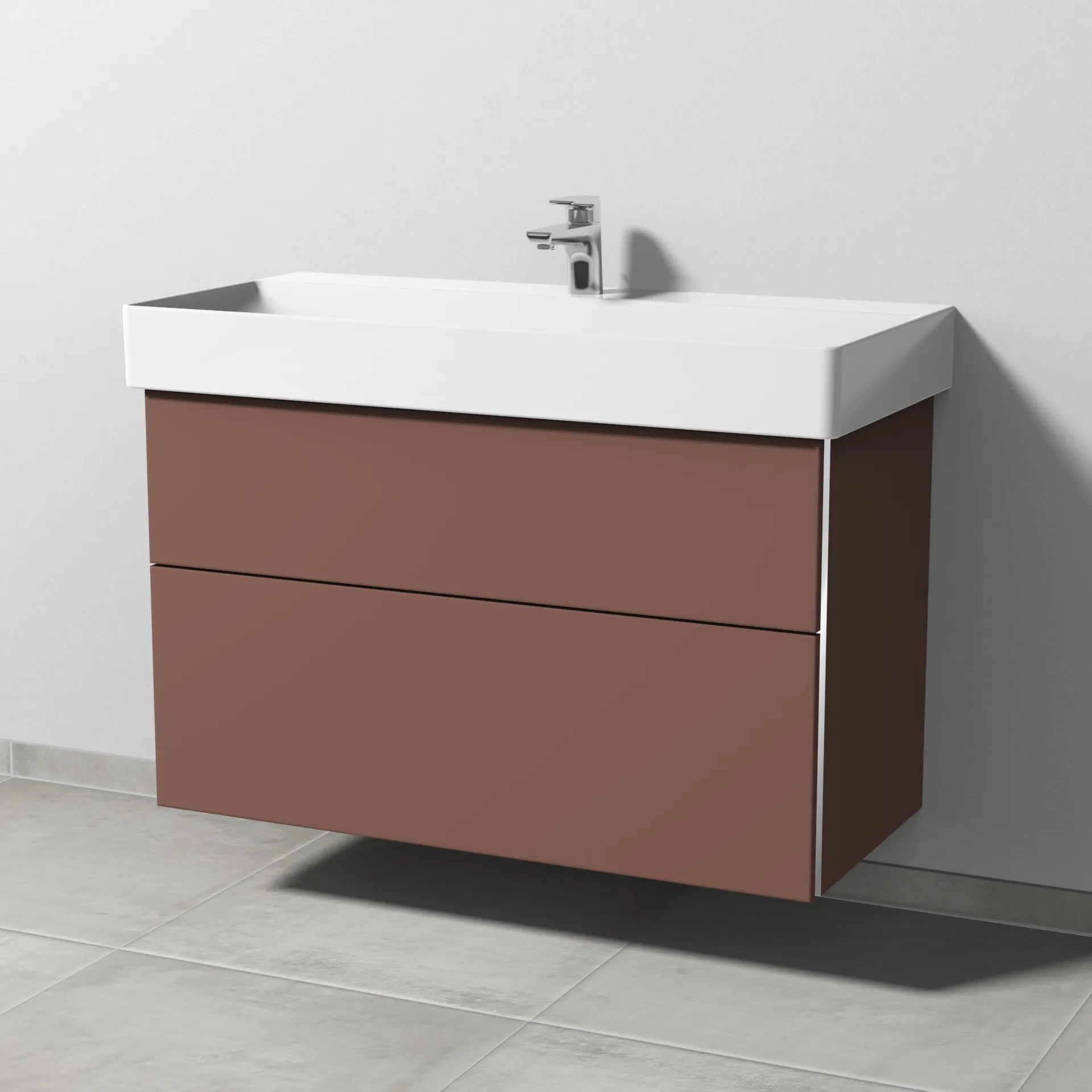 Sanipa Waschtischunterschrank „3way“ passend zu Keramik-Waschtische Dura Square von Duravit 950 × 588 × 447 mm in Wine-Red
