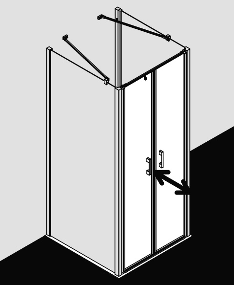 Kermi Duschtür Pendeltür für Nische und Ecke „LIGA“ 185 cm Glas Klar, Profile Silber Mattglanz, Drehtür zweiteilig