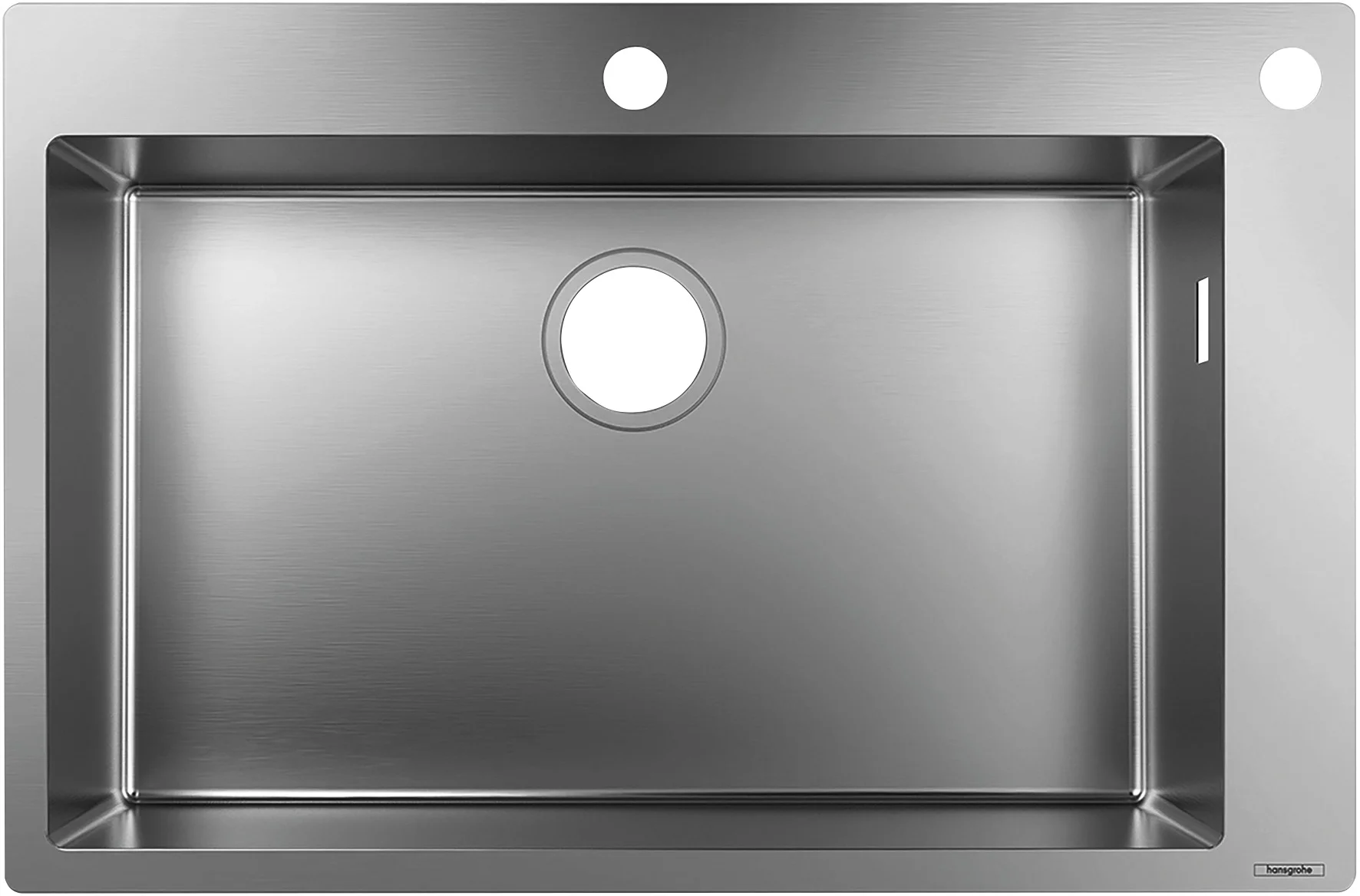 Hansgrohe Einbauspüle S71, Edelstahl, 740 x 480 mm, 1 Hauptbecken, flach aufliegend oder flächenbündig