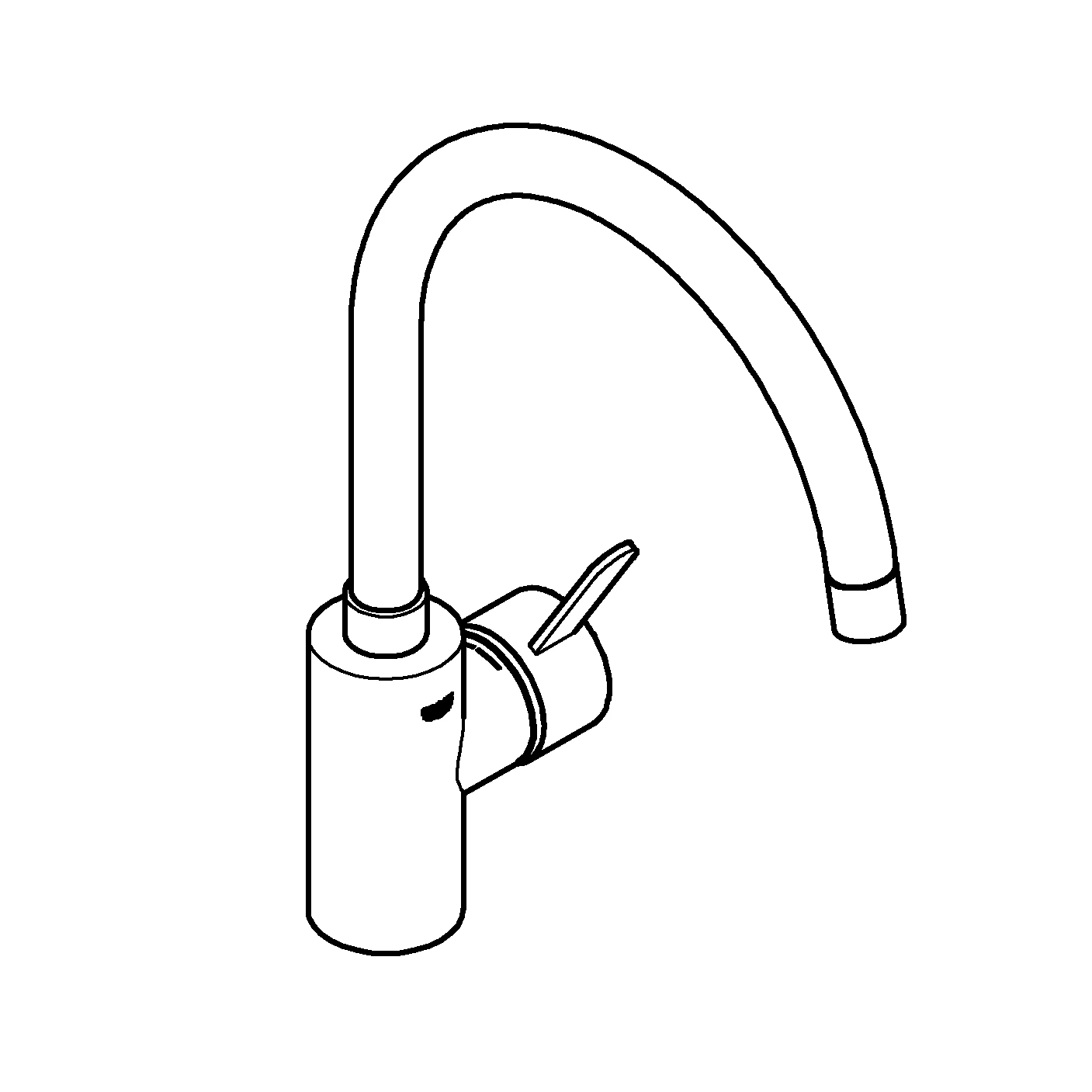 Einhand-Waschtischbatterie Eurosmart Cosmopolitan 32843_E, hoher Auslauf, Einlochmontage, getrennte innenliegende Wasserwege – kein Kontakt mit Blei oder Nickel, chrom