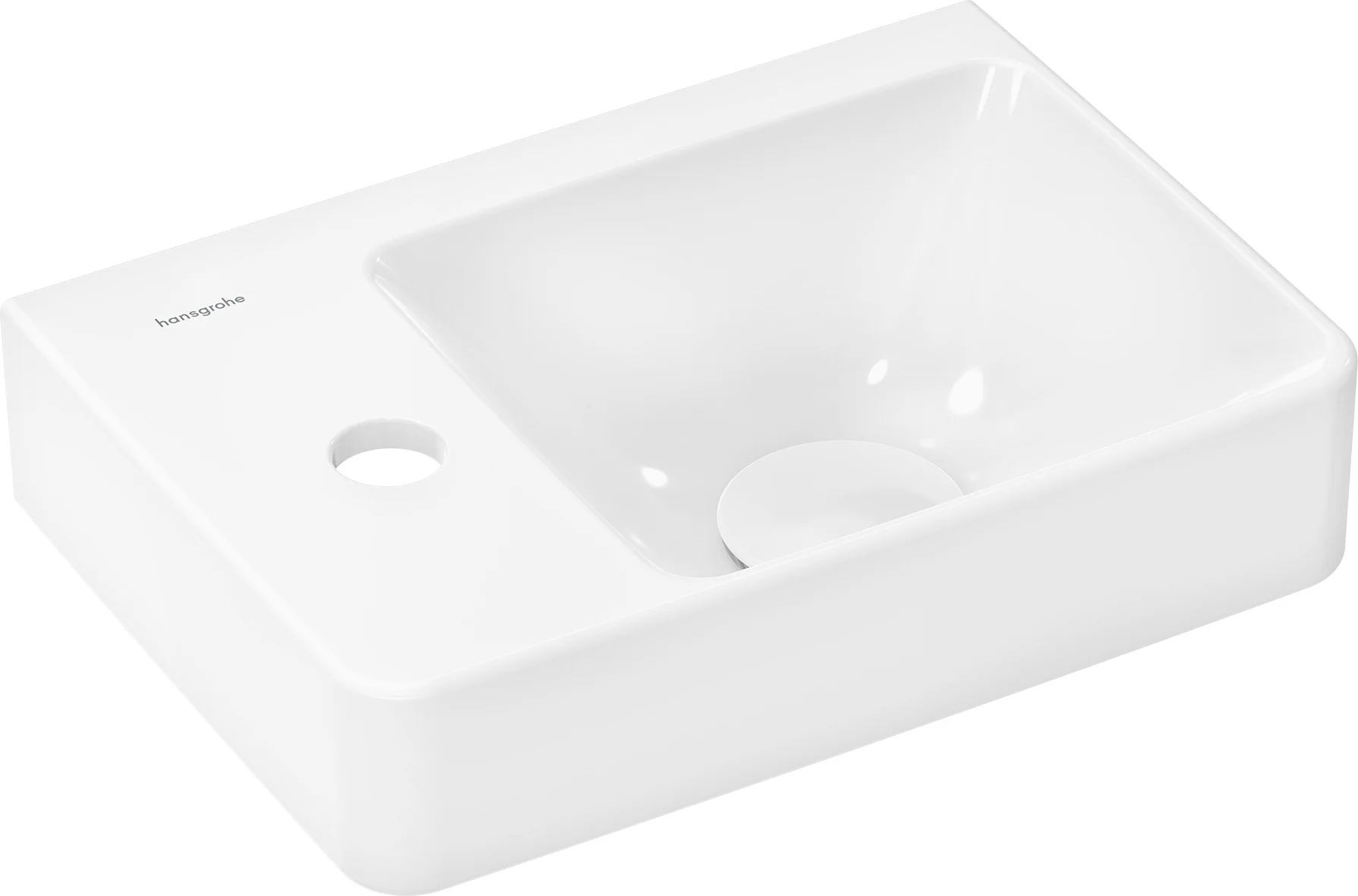 Hansgrohe Xelu Q Handwaschbecken, weiß, 360x250 mm, wandhängend, mit Ablage links, SmartClean, ohne Überlauf