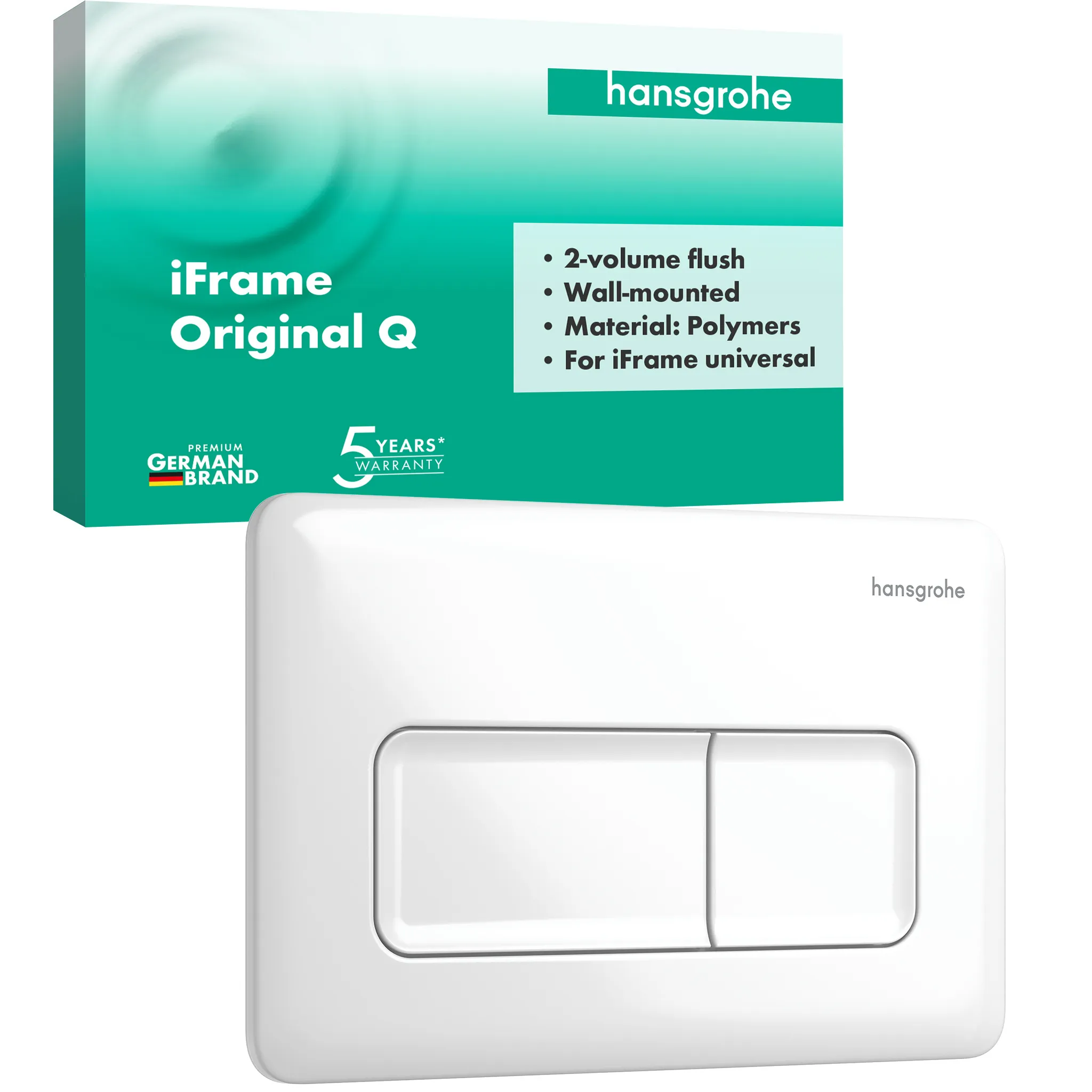 Hansgrohe iFrame Original Q Betätigungsplatte für 2-Mengen-Spülung, Weiß Hansgrohe iFrame Original Q Betätigungsplatte für 2-Mengen-Spülung, Weiß