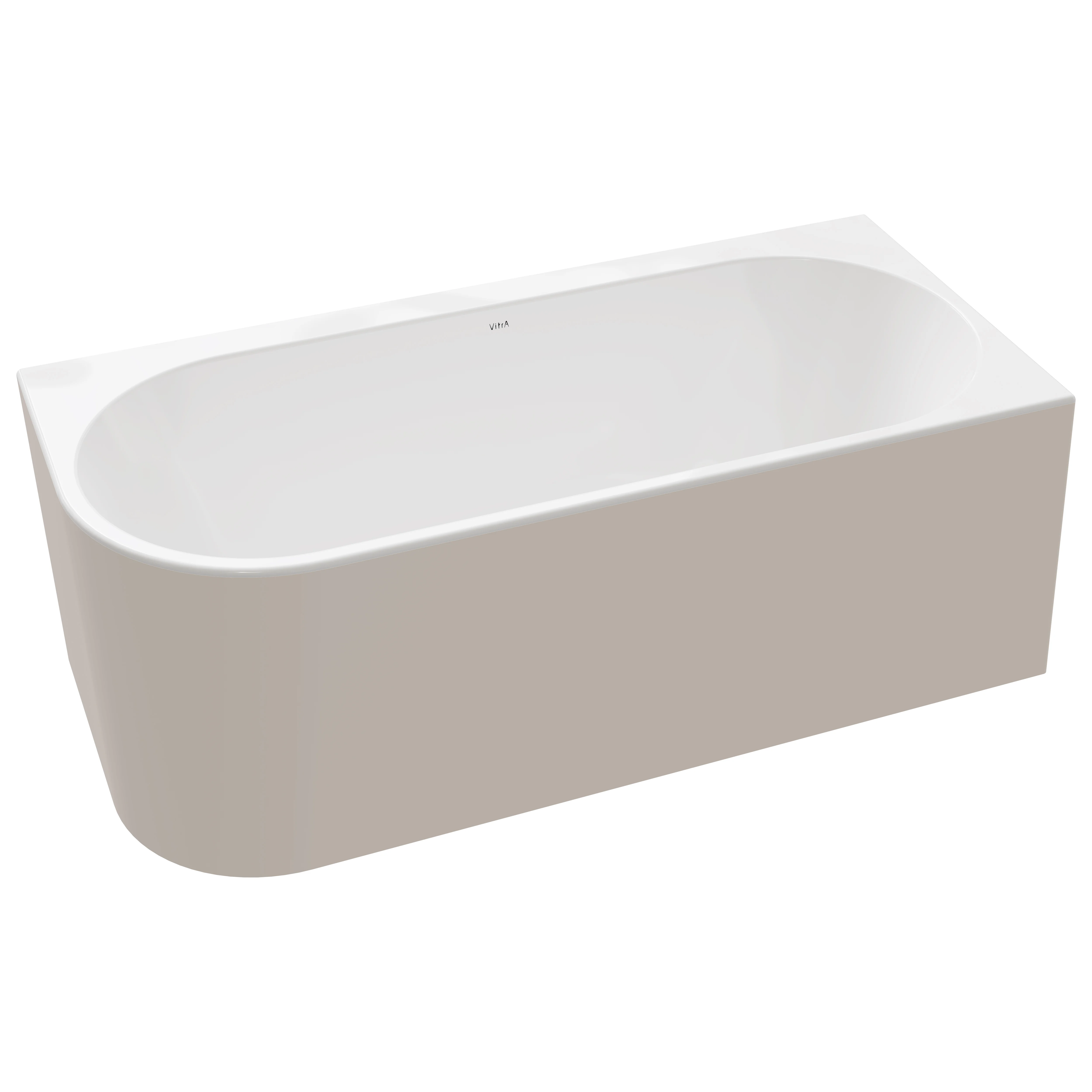 Geo Badewanne back to wall Ecke rechts 180 x 80 cm mit verdecktem Überlauf Weiß Hochglanz/Taupe Matt