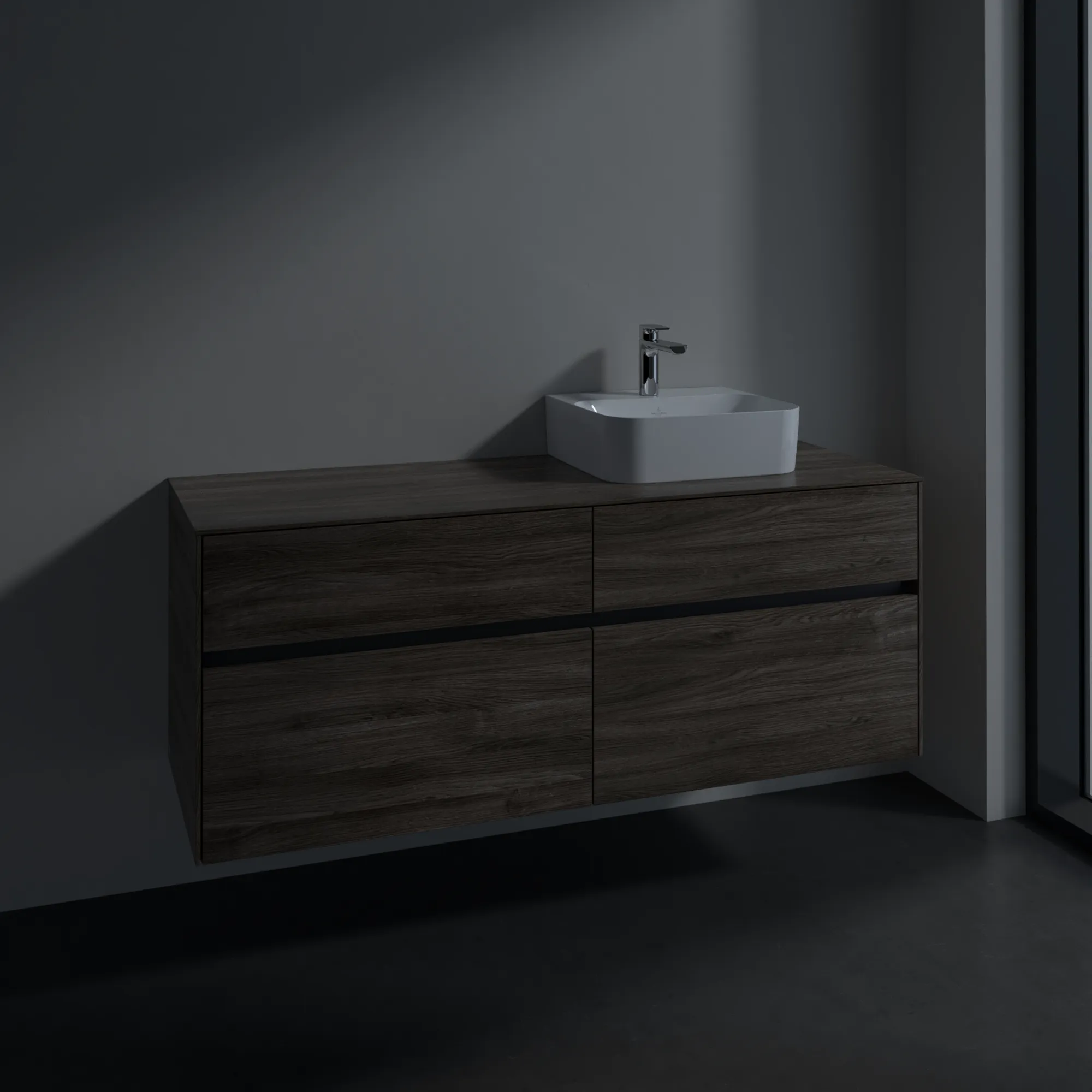 Villeroy & Boch Waschtischunterschrank „Collaro“ 1400 × 548 × 500 mm Stone Oak, ohne Beleuchtung, für Becken rechts Villeroy & Boch Waschtischunterschrank „Collaro“ 1400 × 548 × 500 mm Stone Oak, ohne Beleuchtung, für Becken rechts