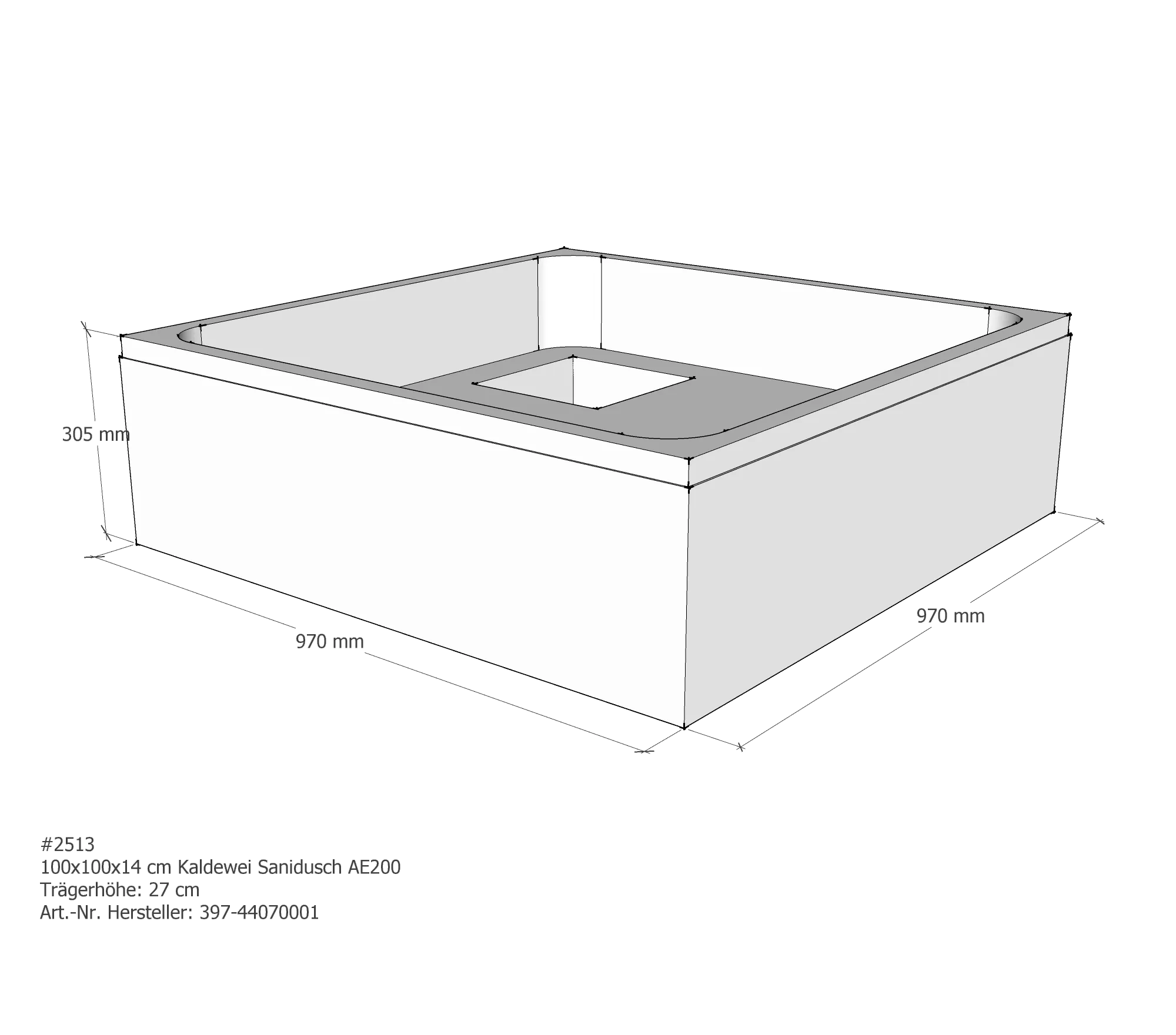 Duschwannenträger für Kaldewei Sanidusch 100 × 100 × 14 cm Duschwannenträger für Kaldewei Sanidusch 100 × 100 × 14 cm