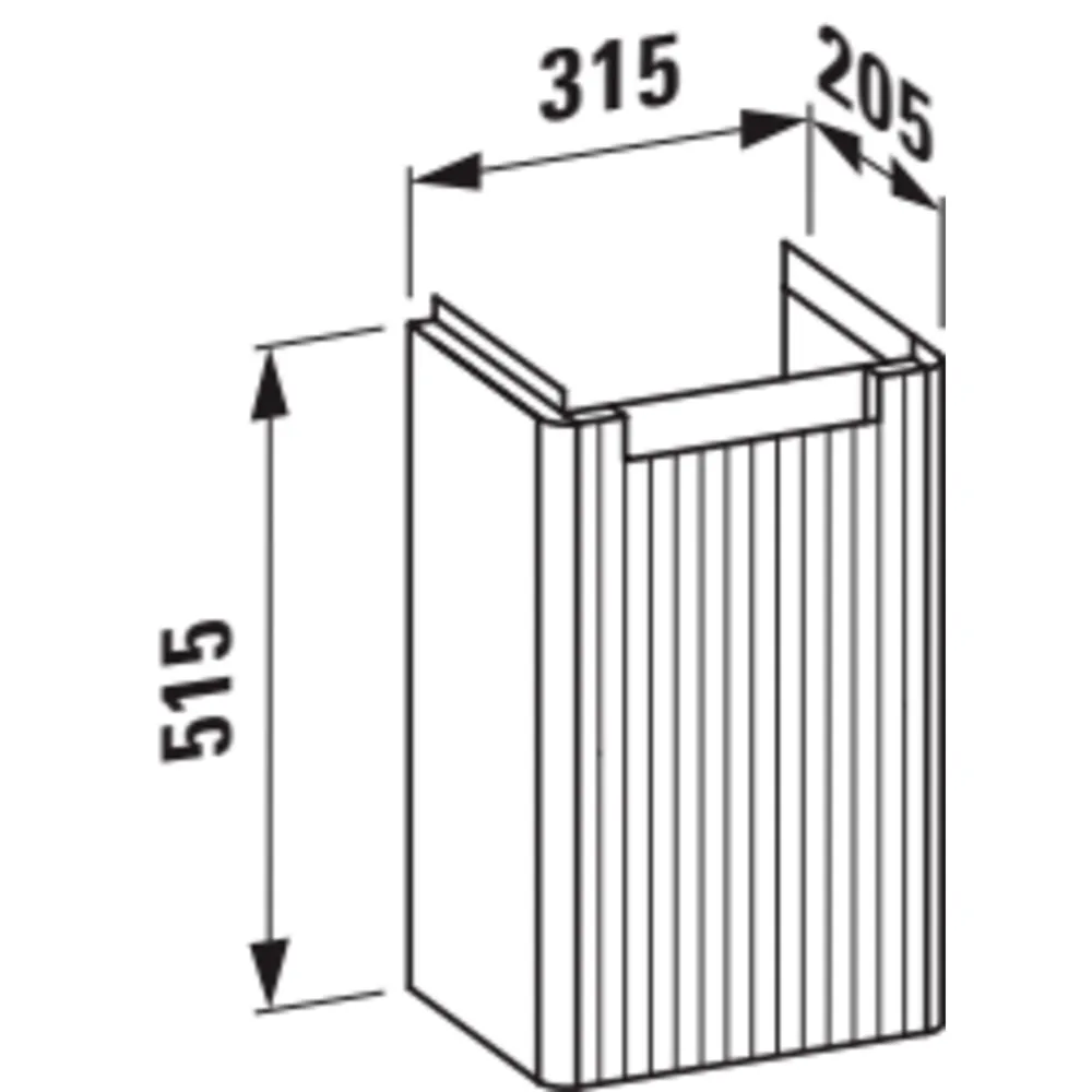 Waschtischunterbau JUNA 205x315x515 1 Tür Scharnier rechts mit Griffmulde für Waschtisch H815280 weiß matt